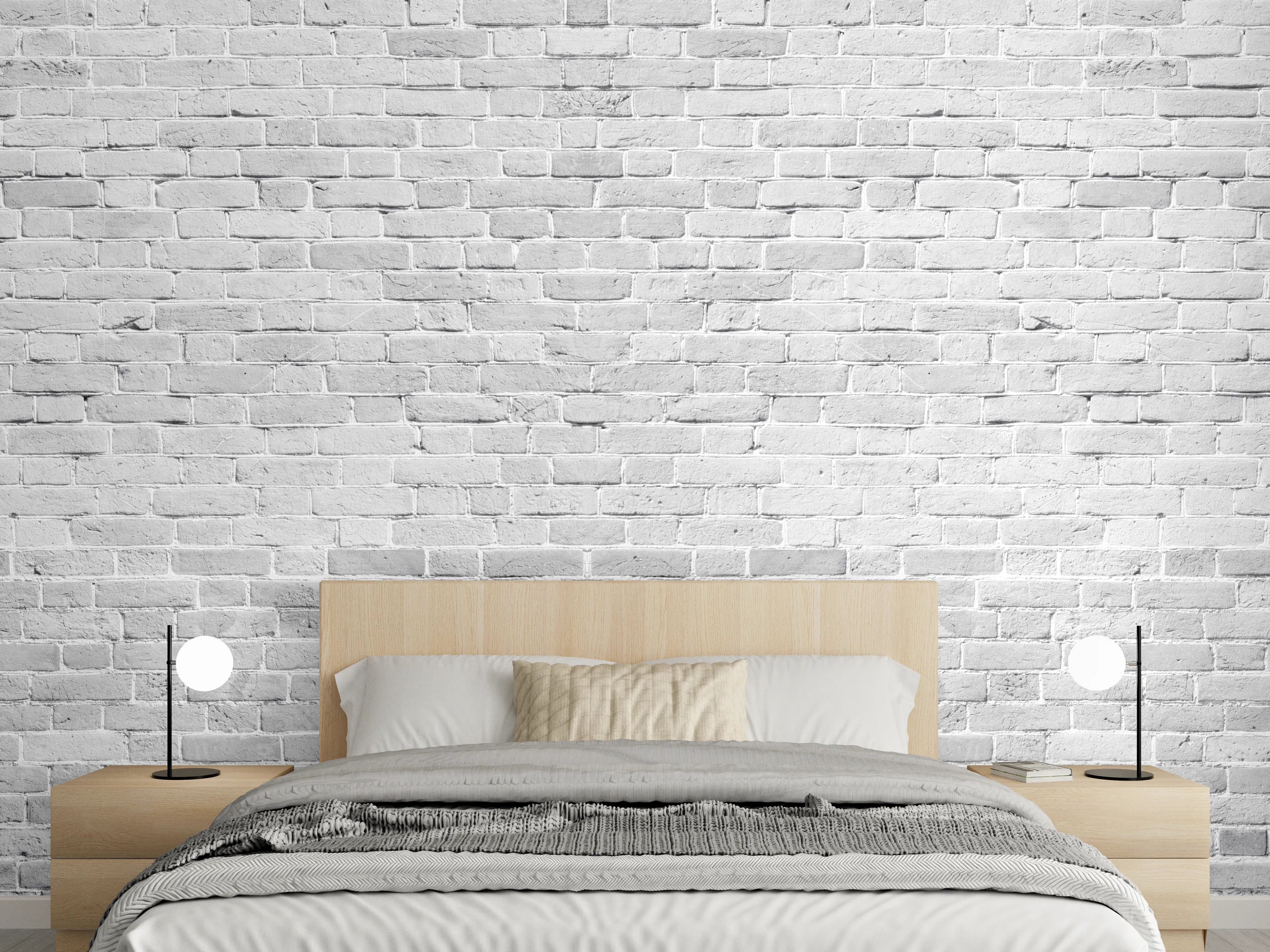 Wandverkleidung Schlafzimmer - Weiß gewaschene Ziegelwand Textur