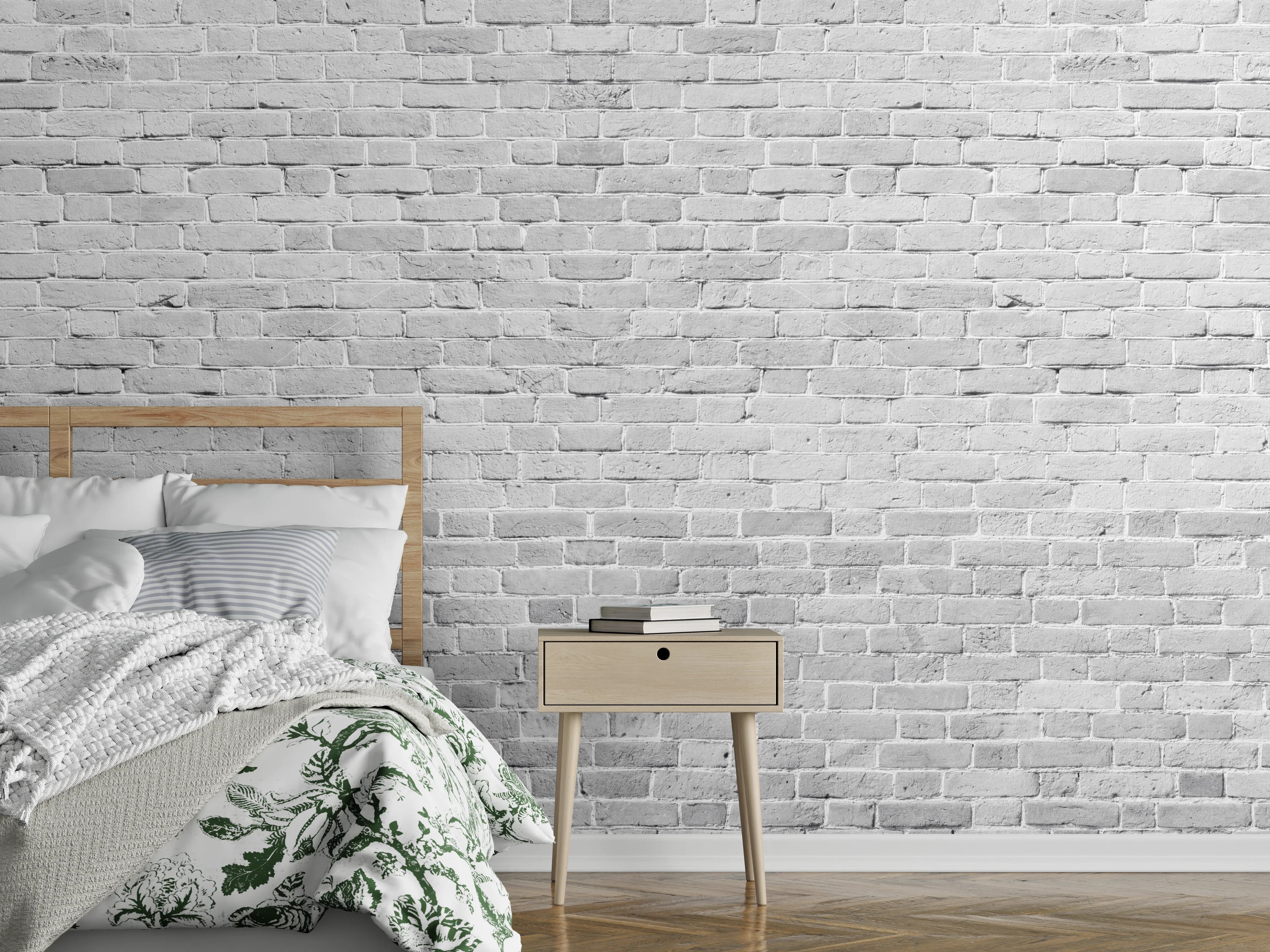 Wandverkleidung Schlafzimmer - Weiß gewaschene Ziegelwand Textur