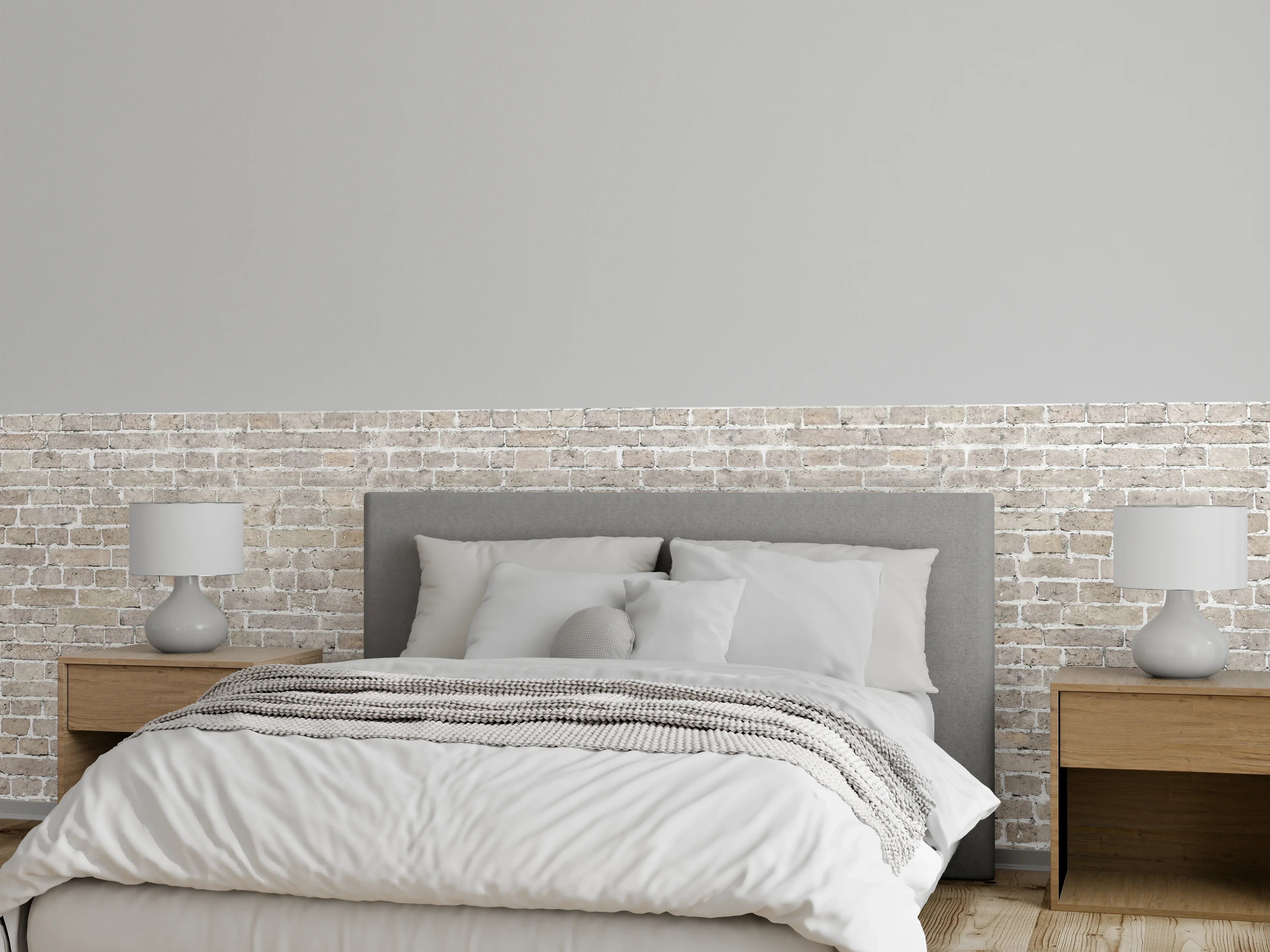 Wandverkleidung Schlafzimmer - Weiß gewaschenes altes Mauerpanorama