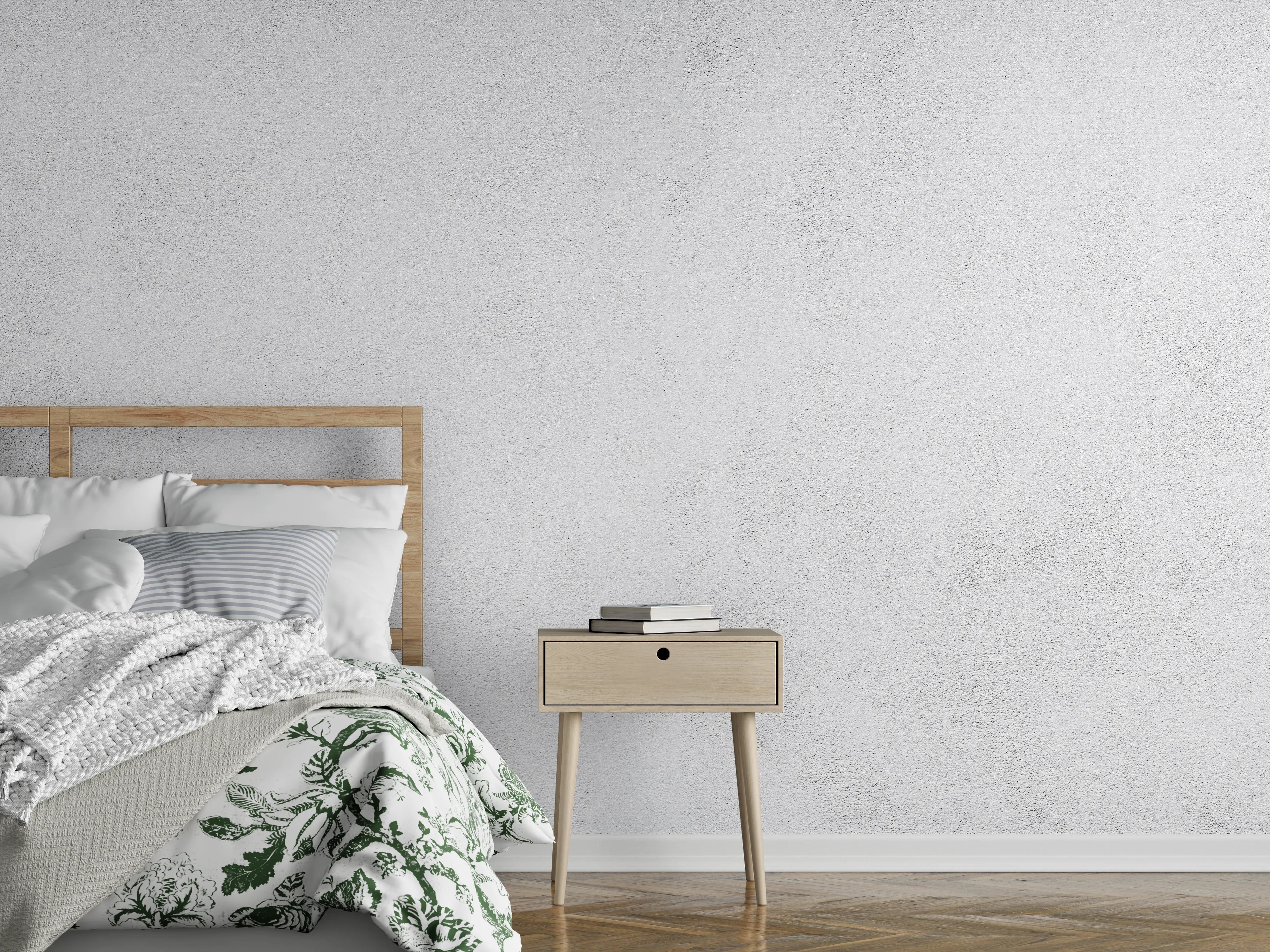 Wandverkleidung Schlafzimmer - Weiß-gräuliche Betonwand