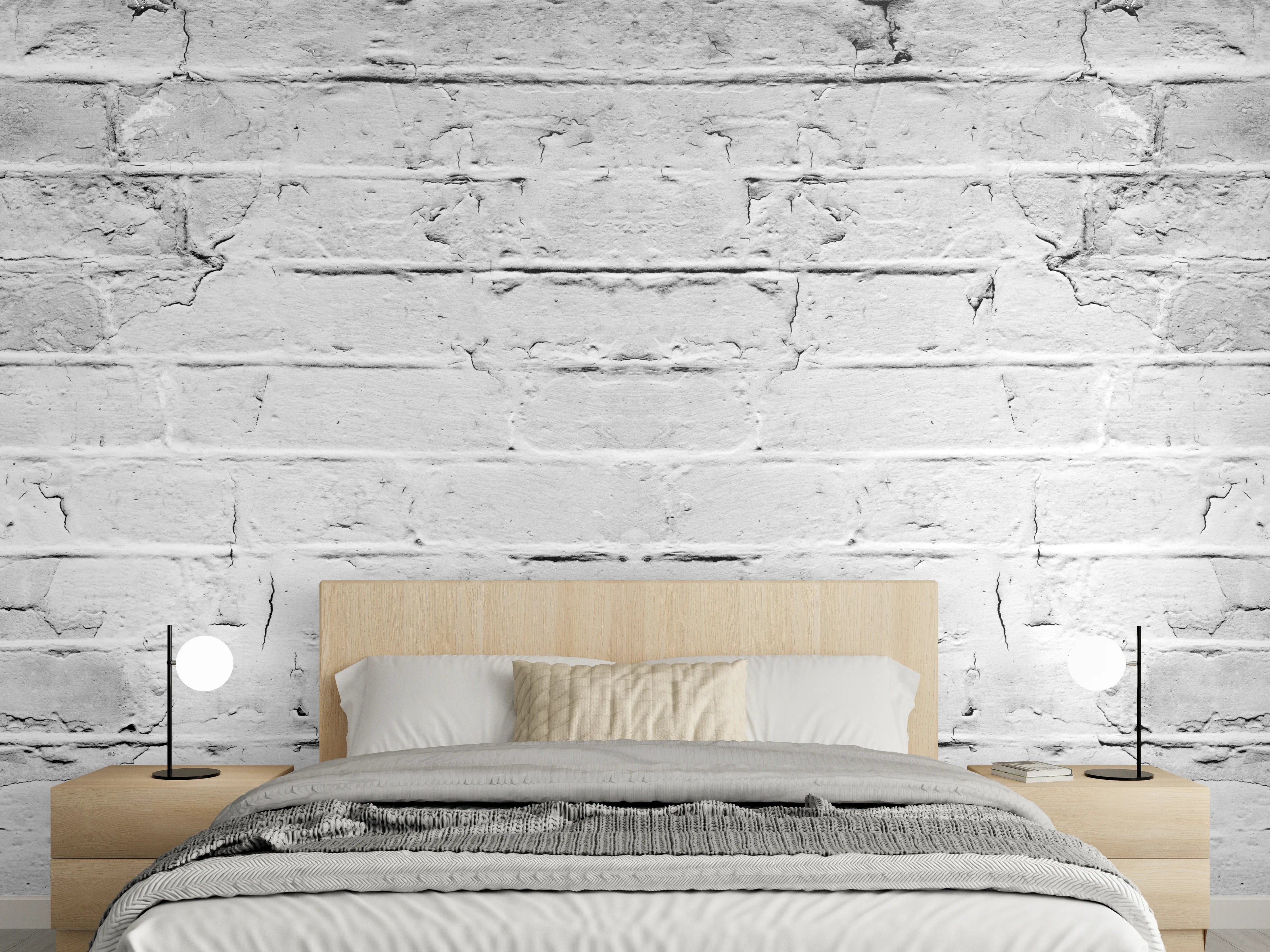 Wandverkleidung Schlafzimmer - Weiß grau beschädigte Backstein Wand