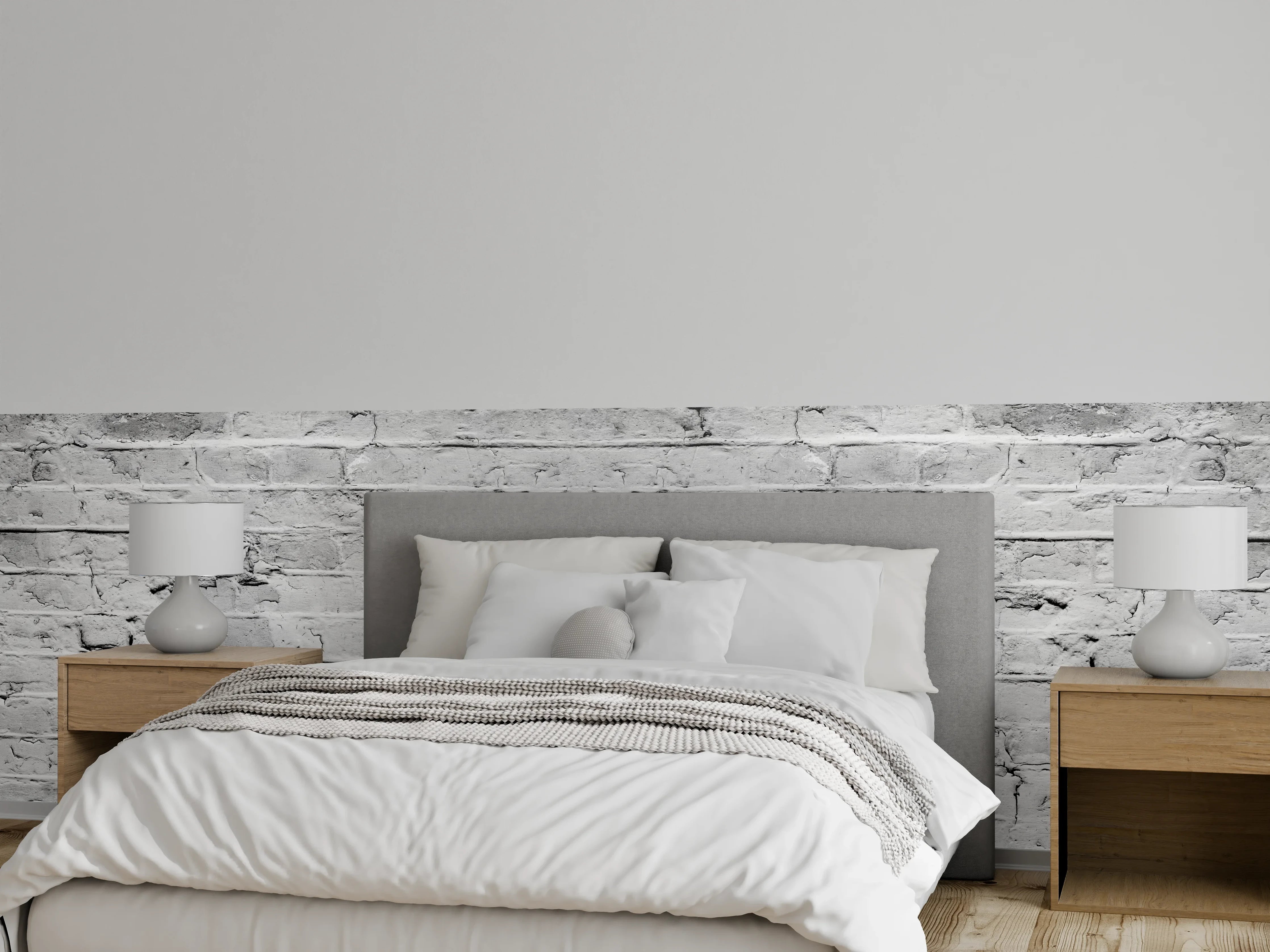Wandverkleidung Schlafzimmer - Weiß grau beschädigte Backstein Wand