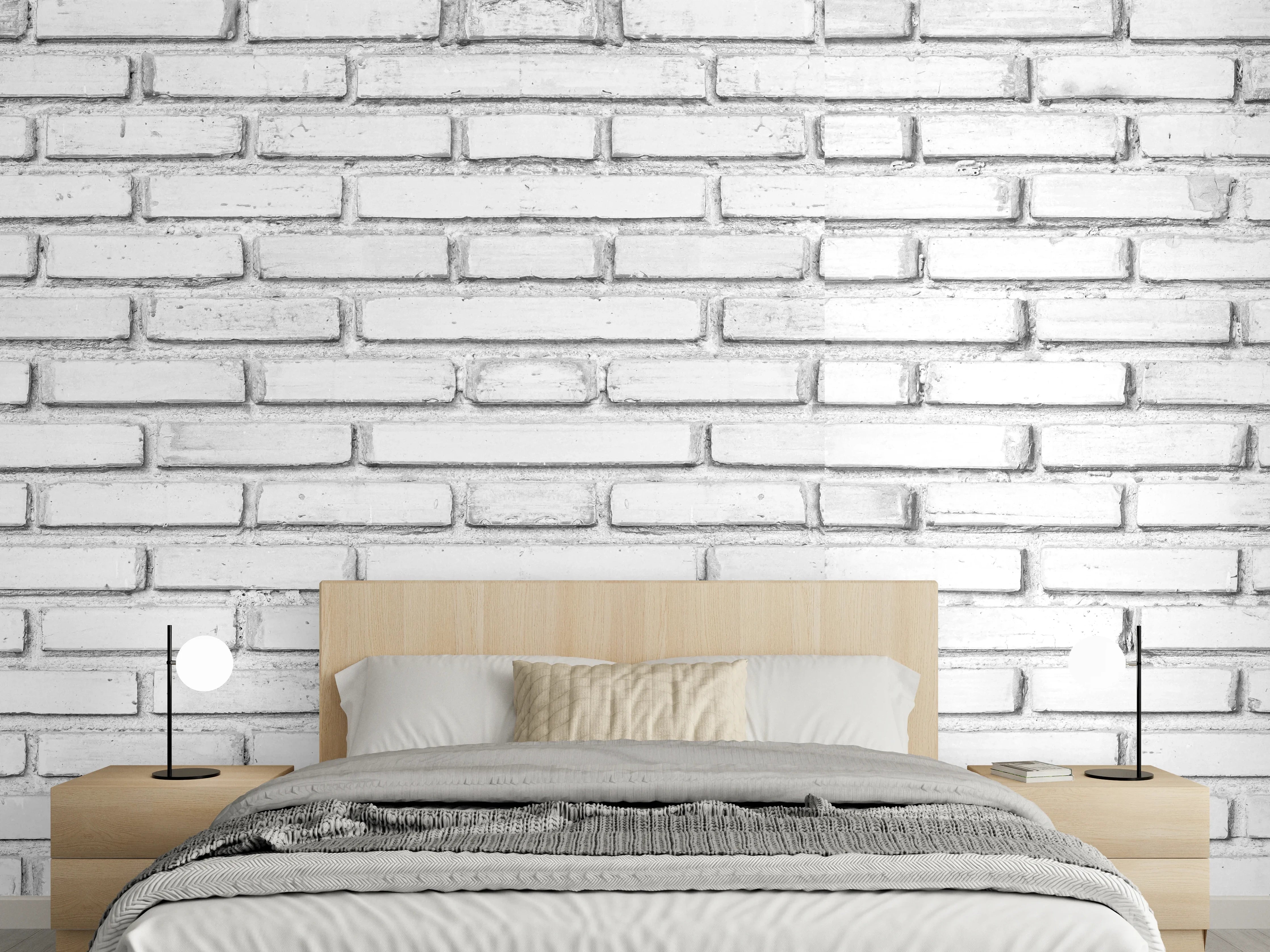Wandverkleidung Schlafzimmer - Weiße Backsteinmauer