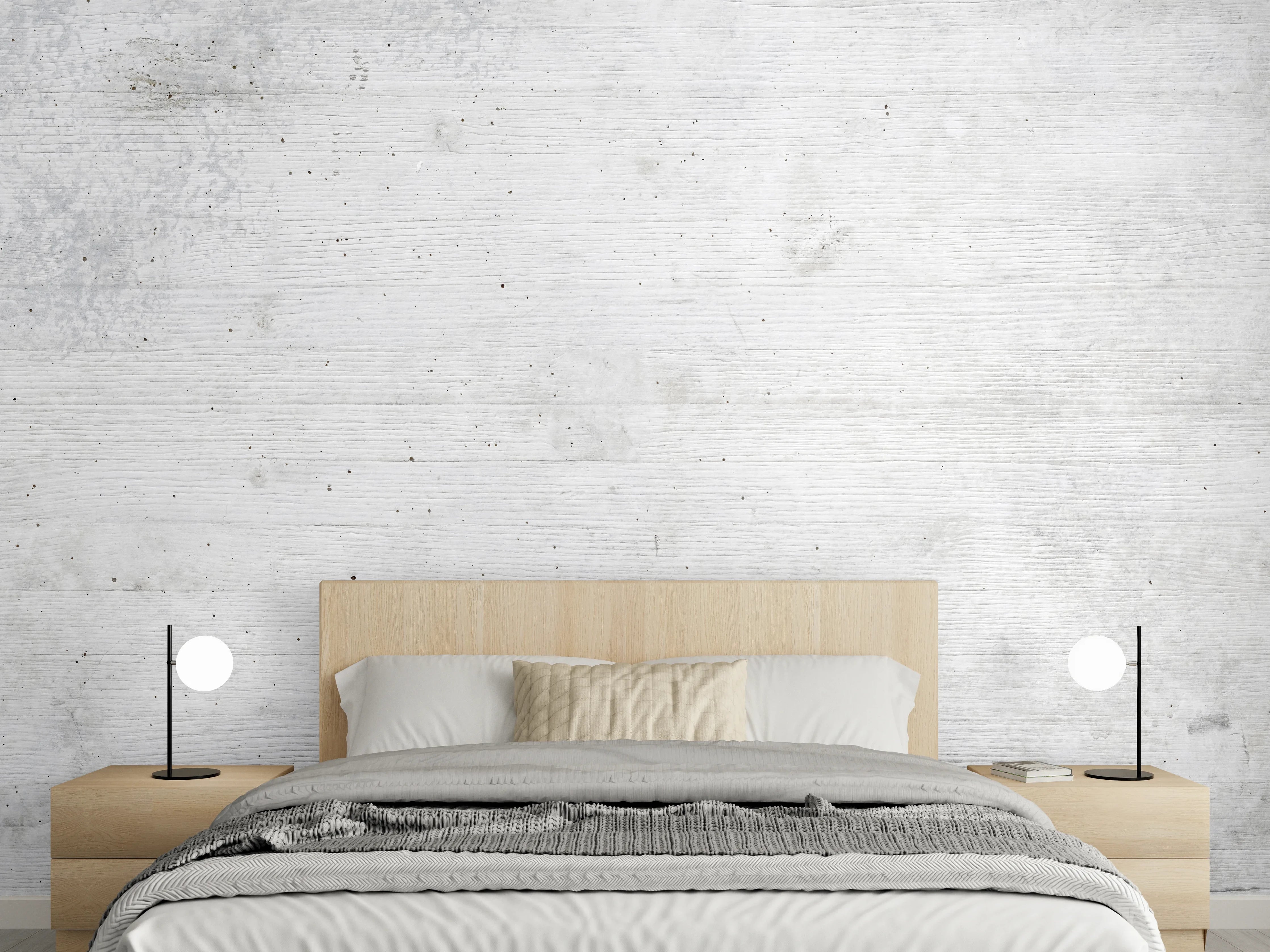 Wandverkleidung Schlafzimmer - Weiße Betonstruktur
