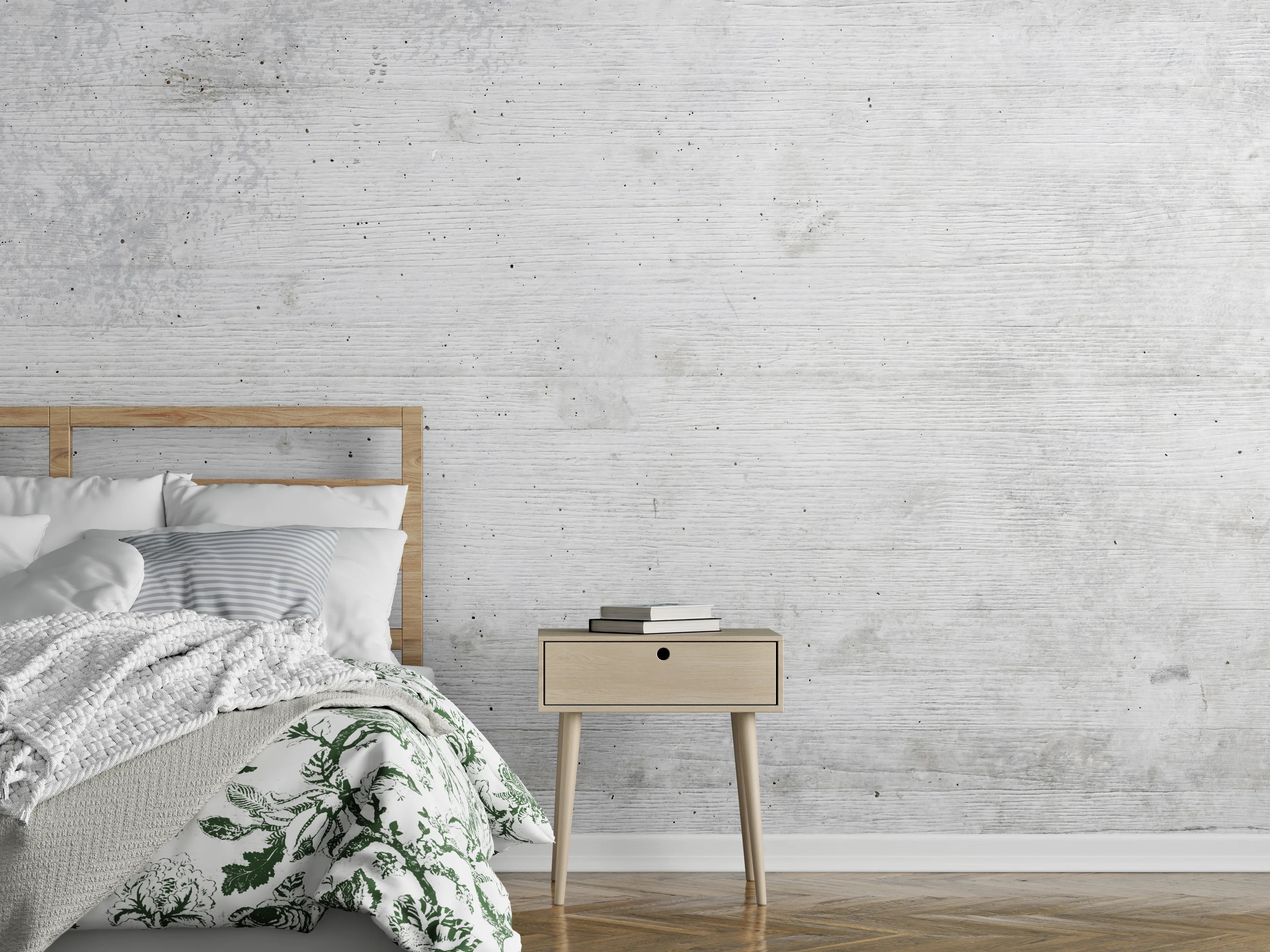 Wandverkleidung Schlafzimmer - Weiße Betonstruktur