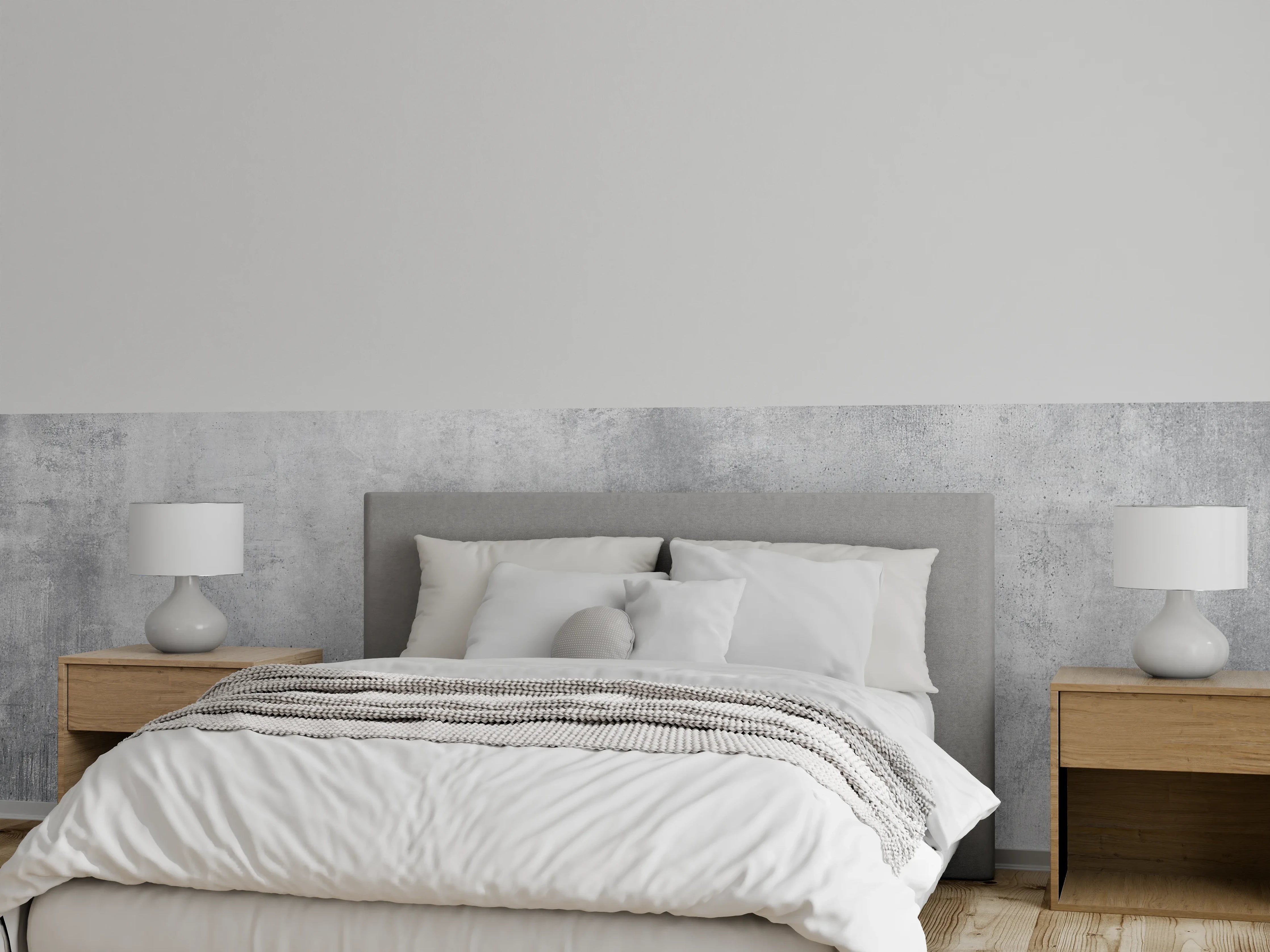 Wandverkleidung Schlafzimmer - Weiße Betonwand mit grauer Textur