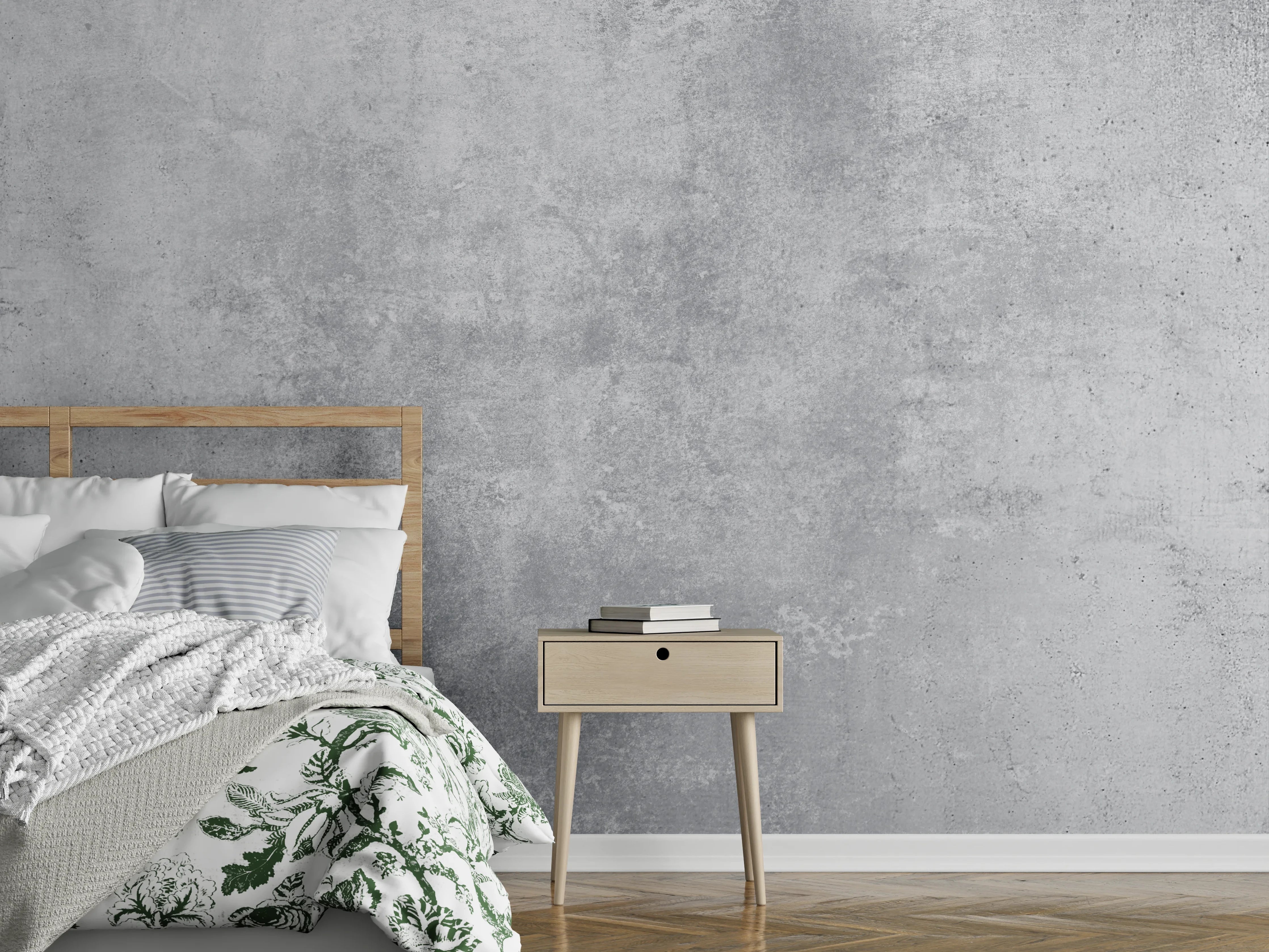 Wandverkleidung Schlafzimmer - Weiße Betonwand mit grauer Textur