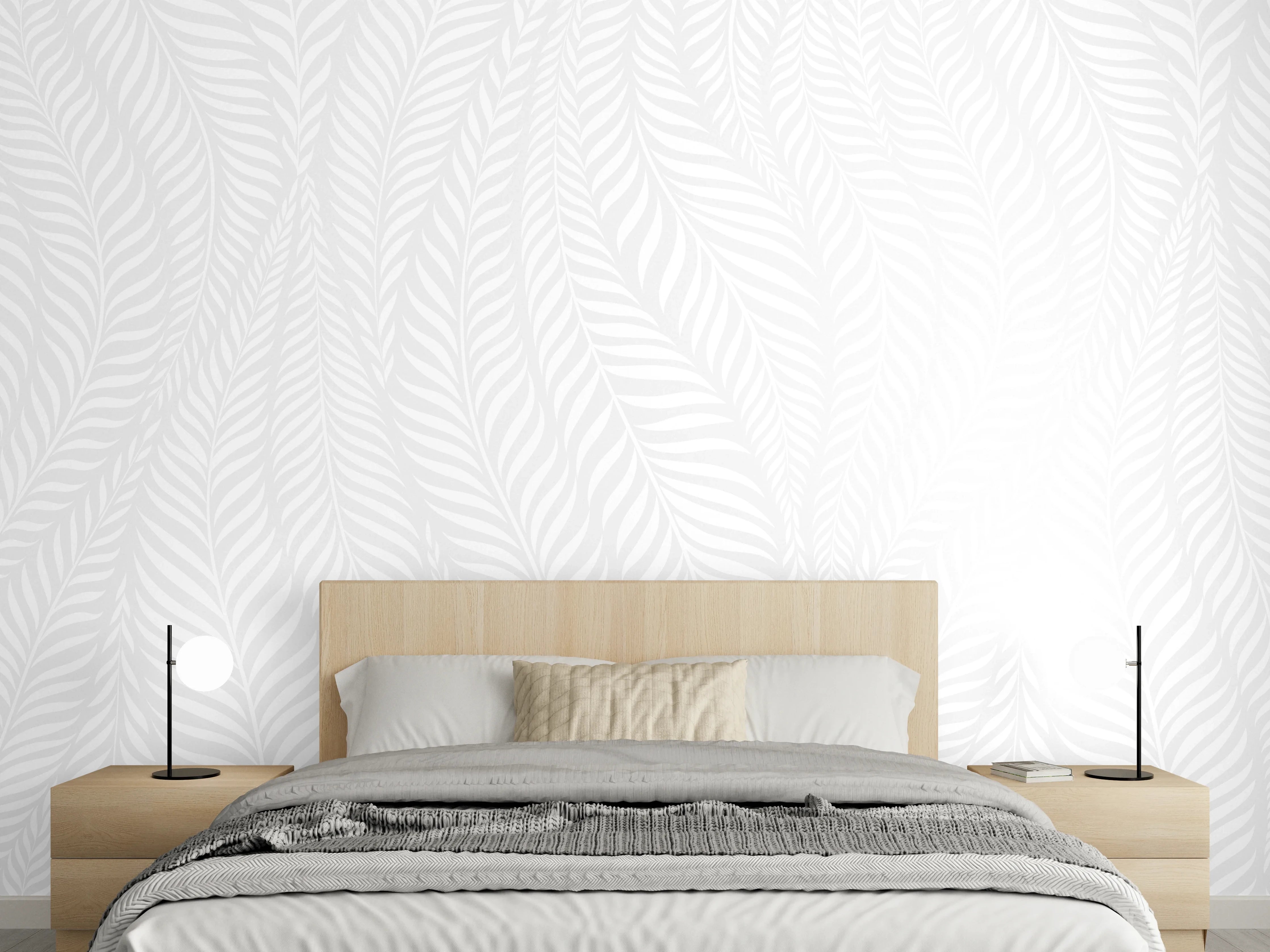 Wandverkleidung Schlafzimmer - Weiße Blätter Relief Wanddekor