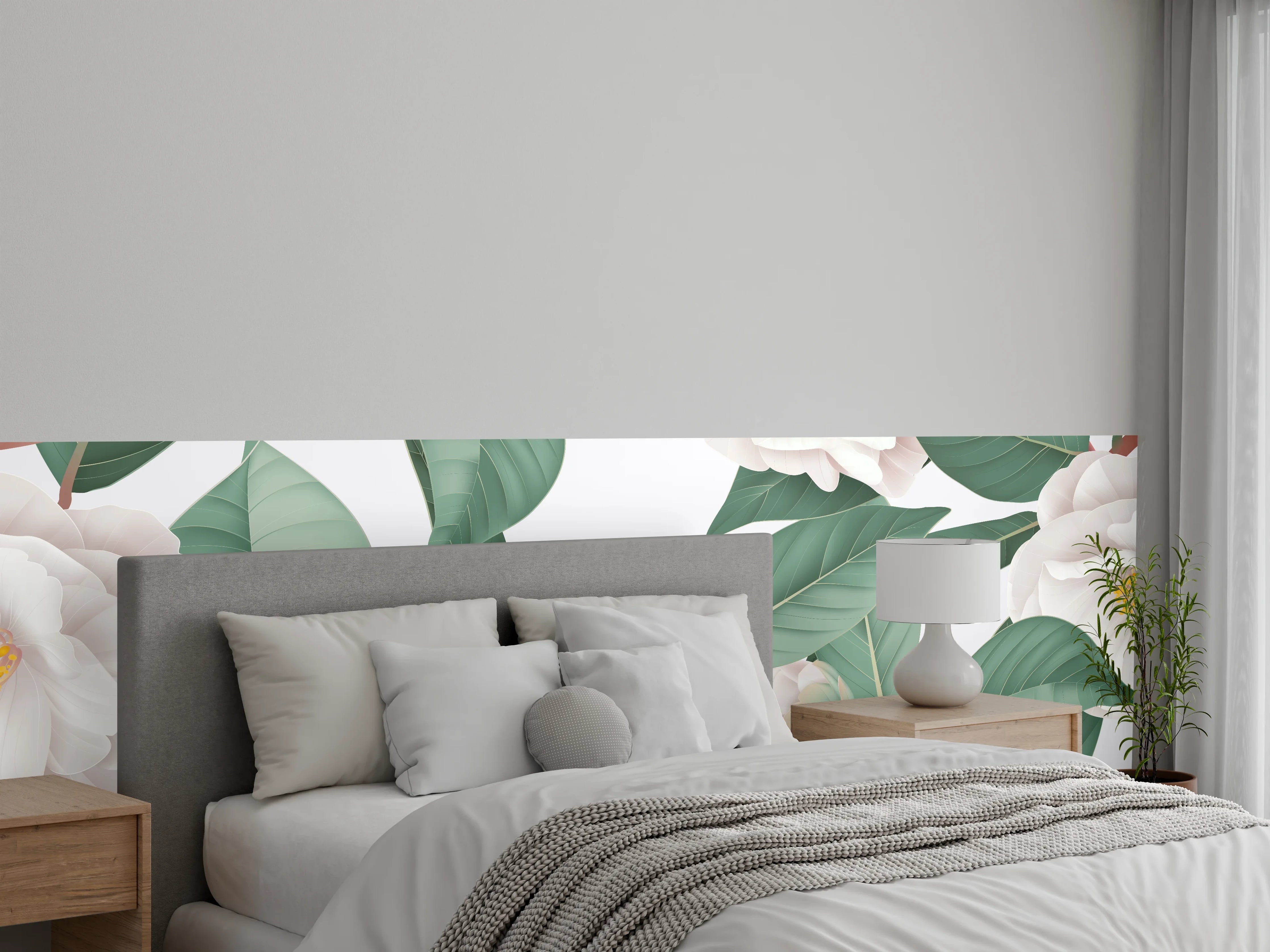 Wandverkleidung Schlafzimmer - Weiße Blüten