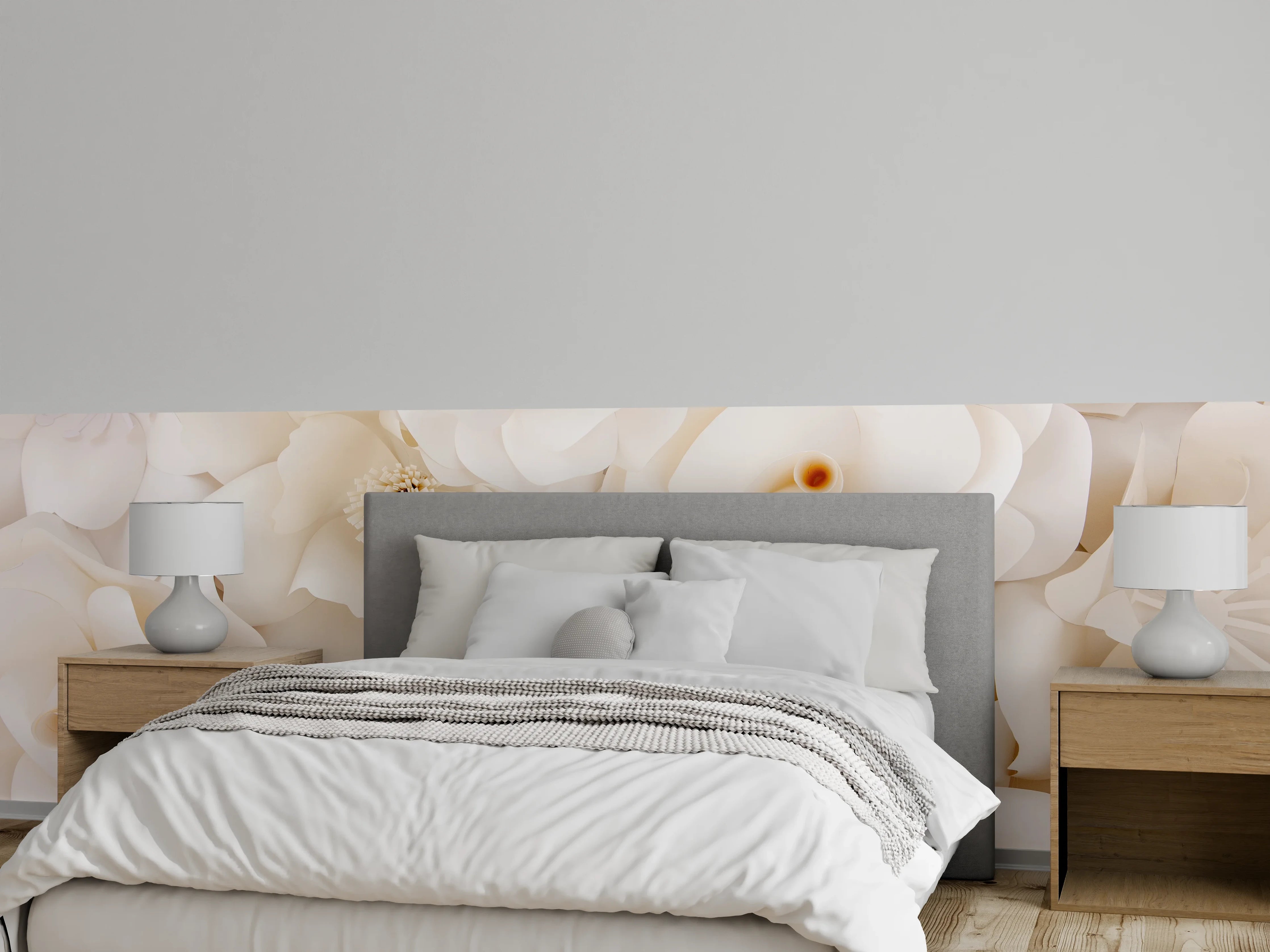 Wandverkleidung Schlafzimmer - Weiße Blumenpracht 3D Wandbild