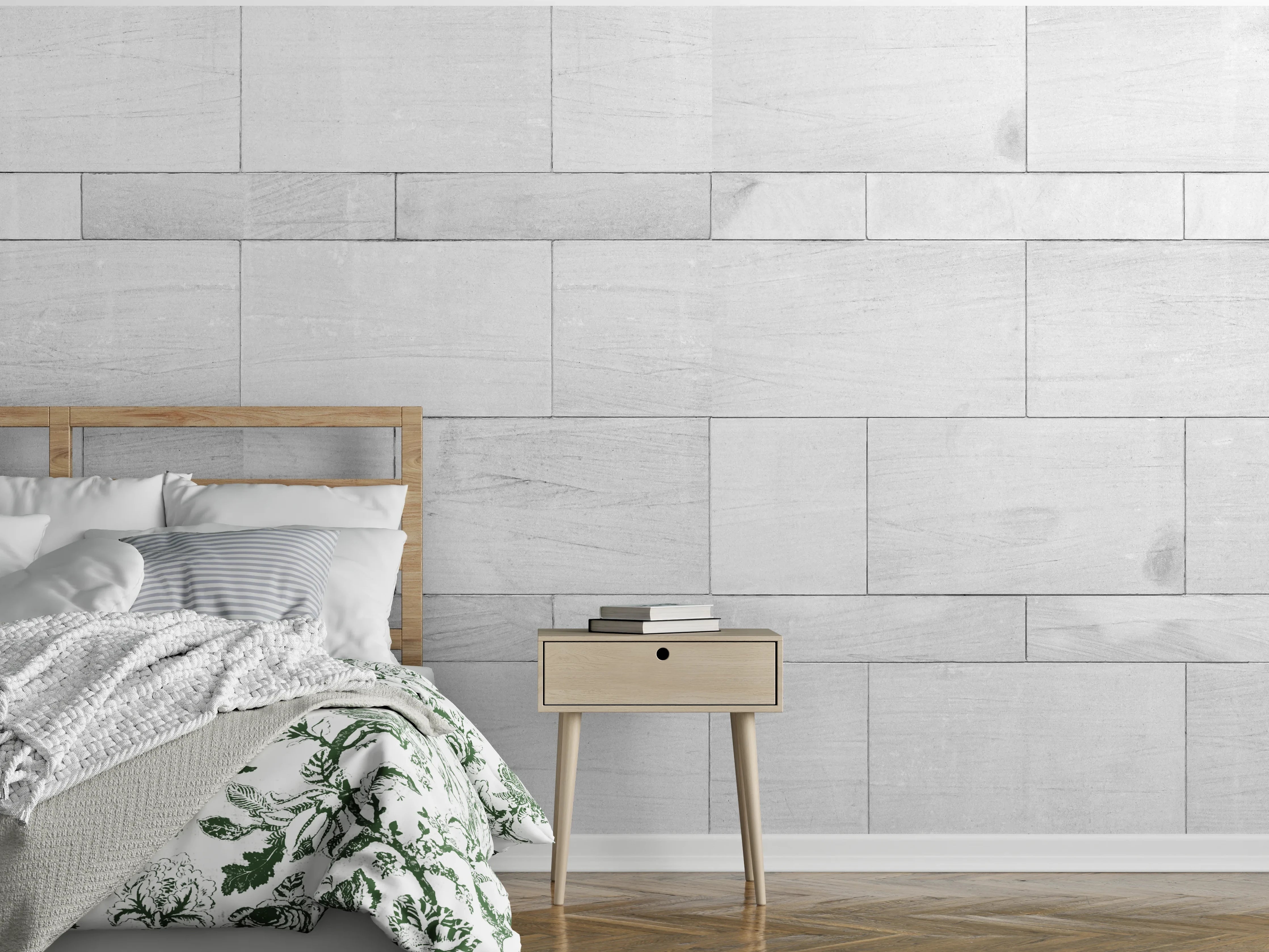 Wandverkleidung Schlafzimmer - Weiße Granit Fliesen