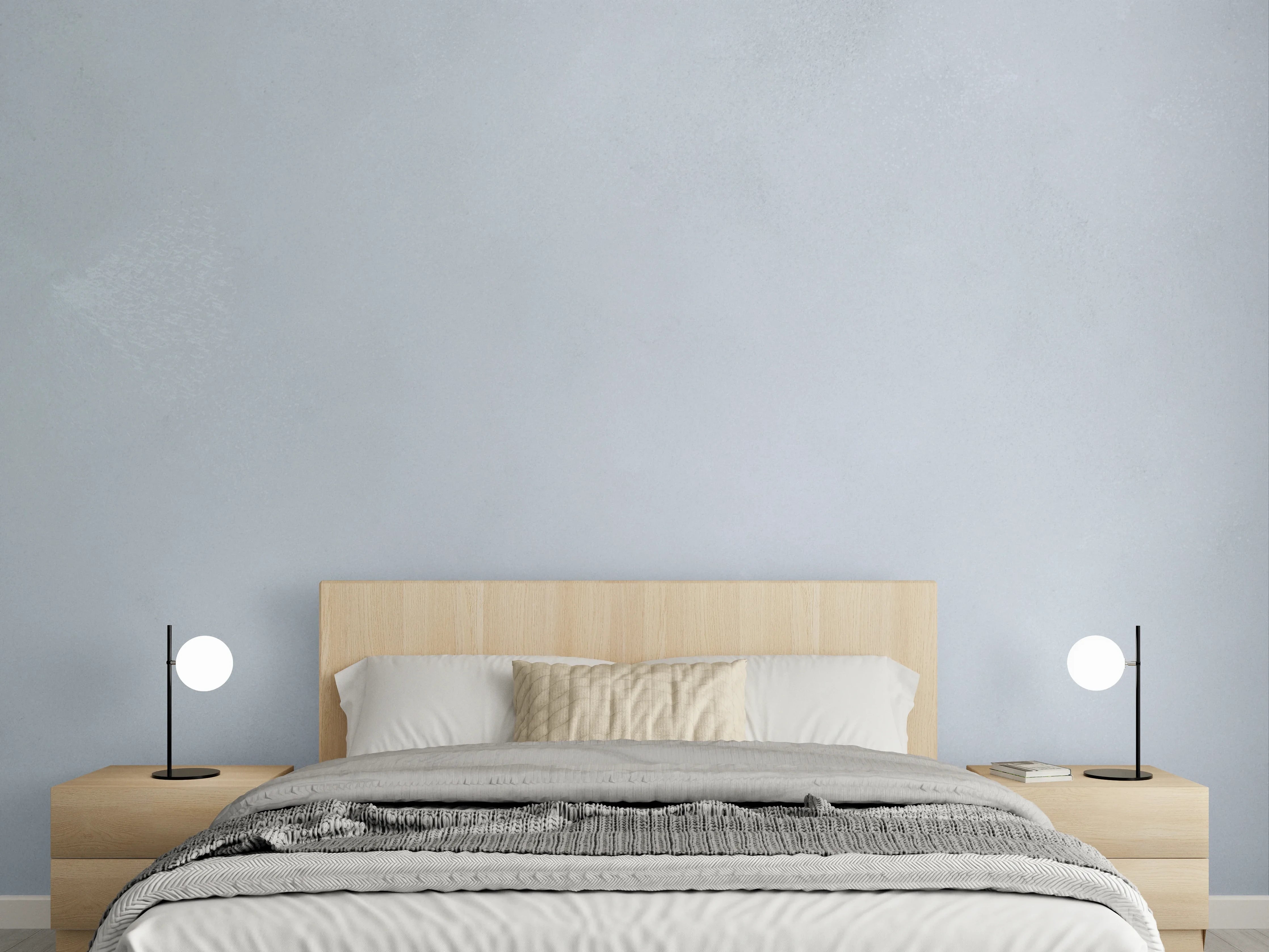 Wandverkleidung Schlafzimmer - Weiße Marmor-Optik mit grauen Nuancen