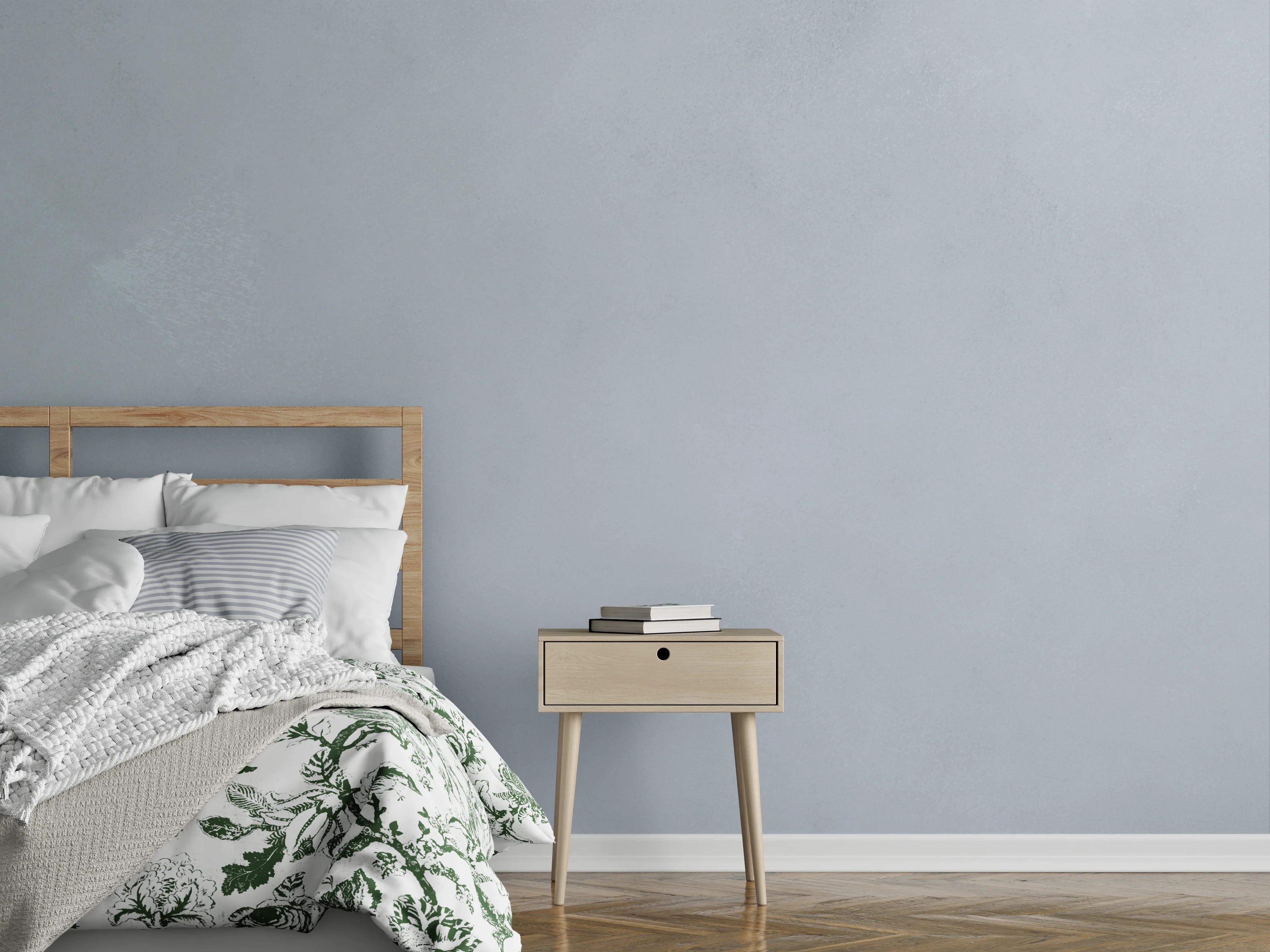 Wandverkleidung Schlafzimmer - Weiße Marmor-Optik mit grauen Nuancen