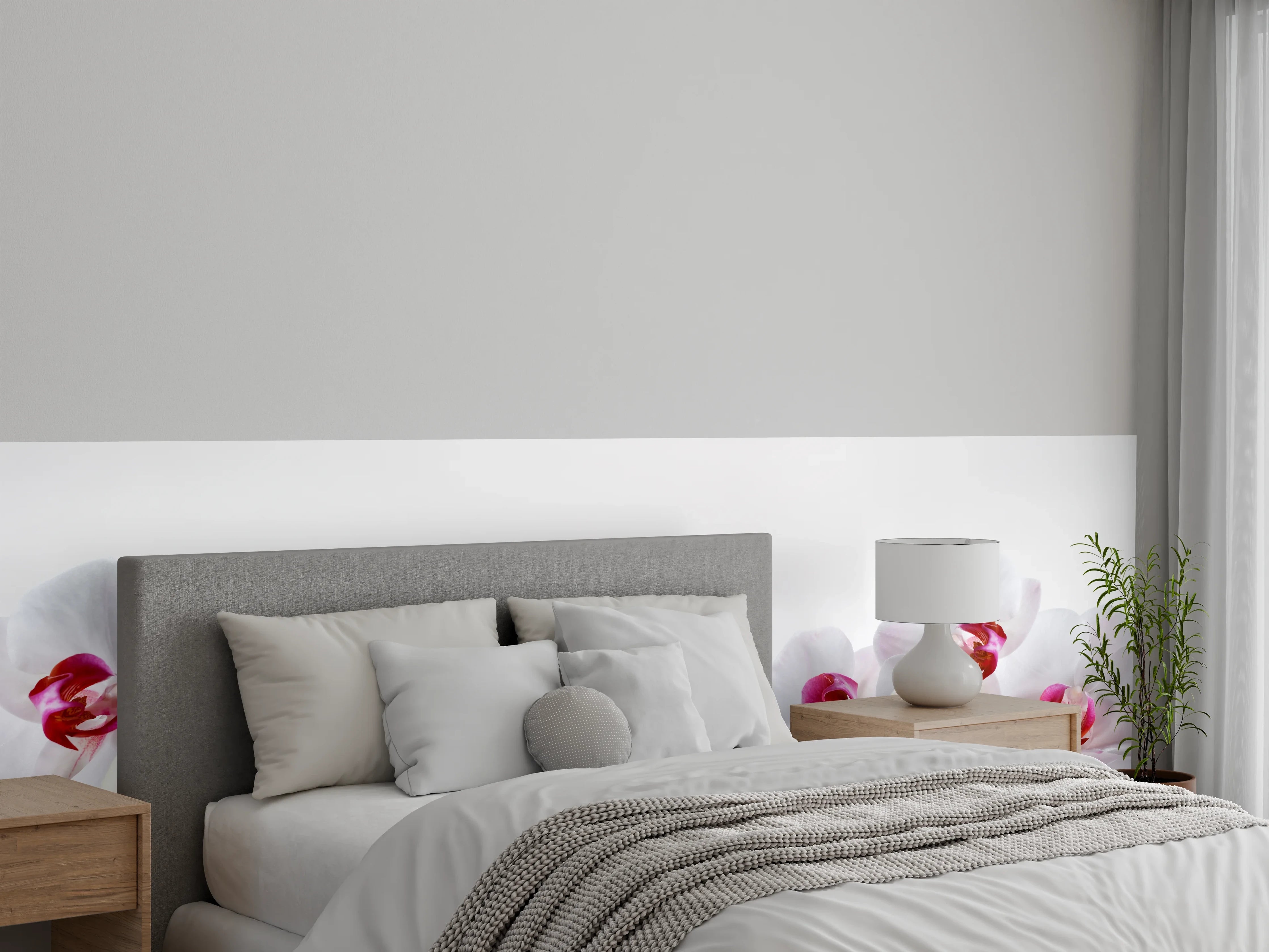 Wandverkleidung Schlafzimmer - Weiße Orchideen