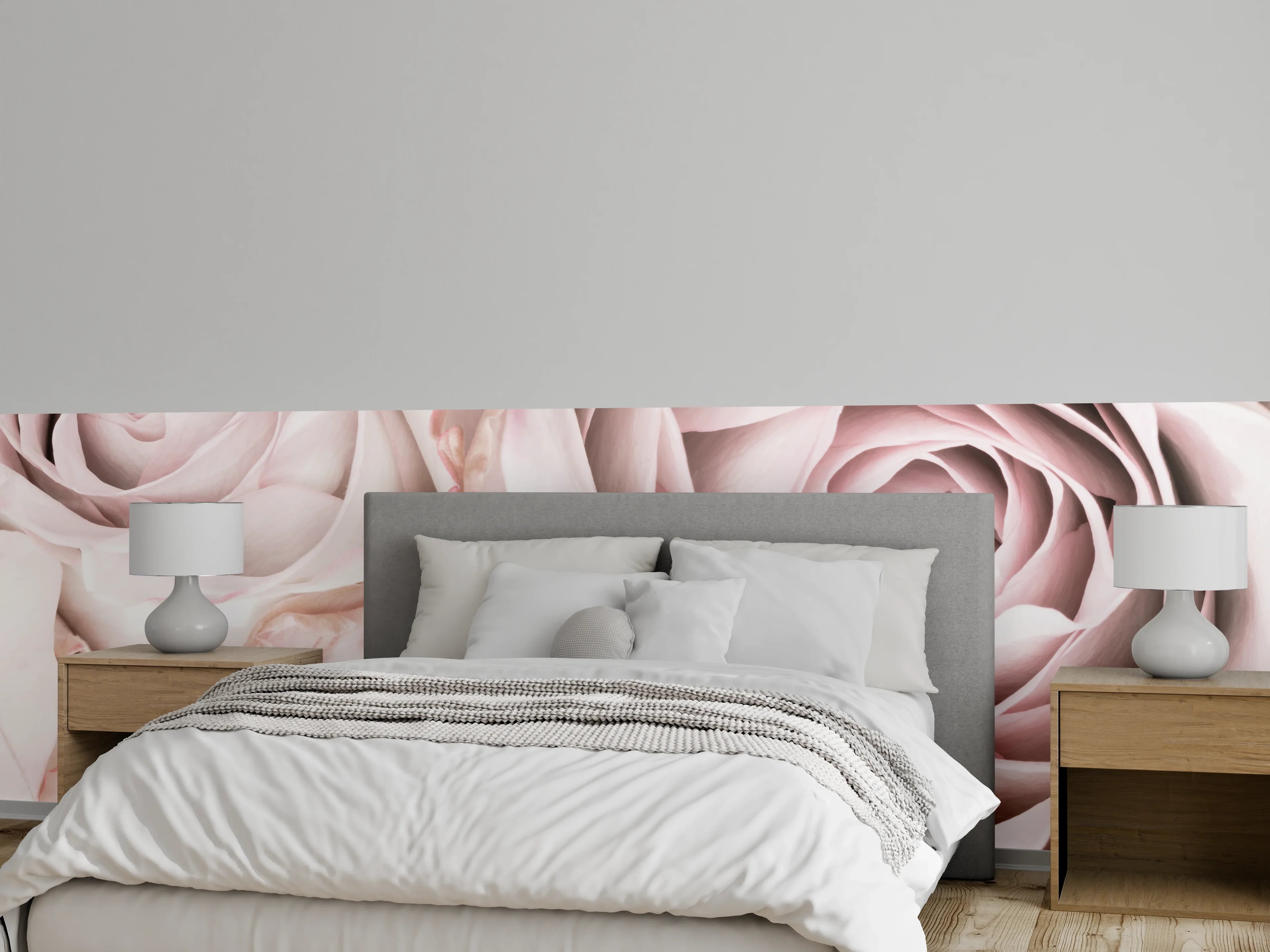 Wandverkleidung Schlafzimmer - Weiße Rosen in Nahaufnahme