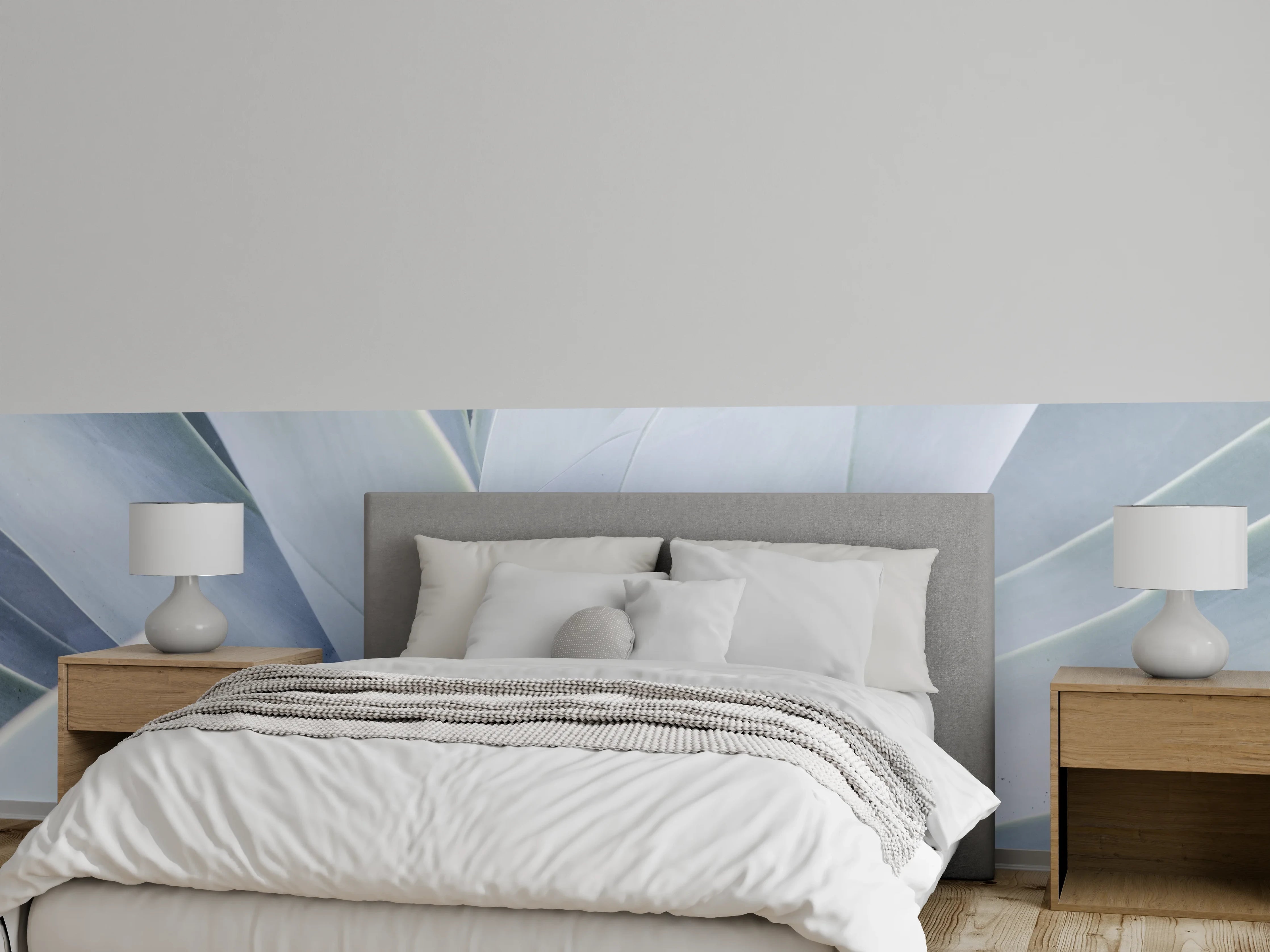 Wandverkleidung Schlafzimmer - Weiße Sukkulente abstrakt Nahaufnahme
