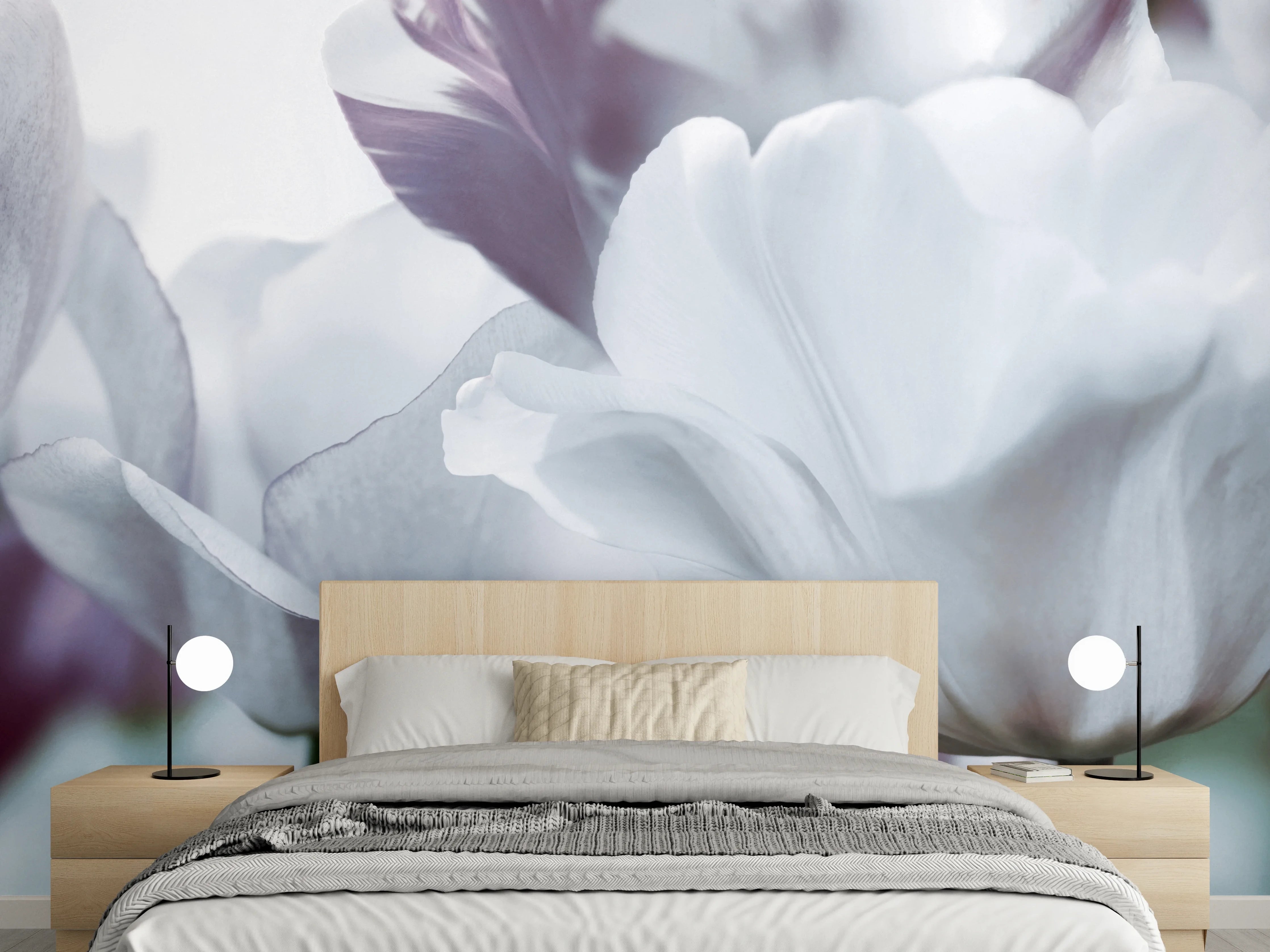 Wandverkleidung Schlafzimmer - Weiße Tulpen