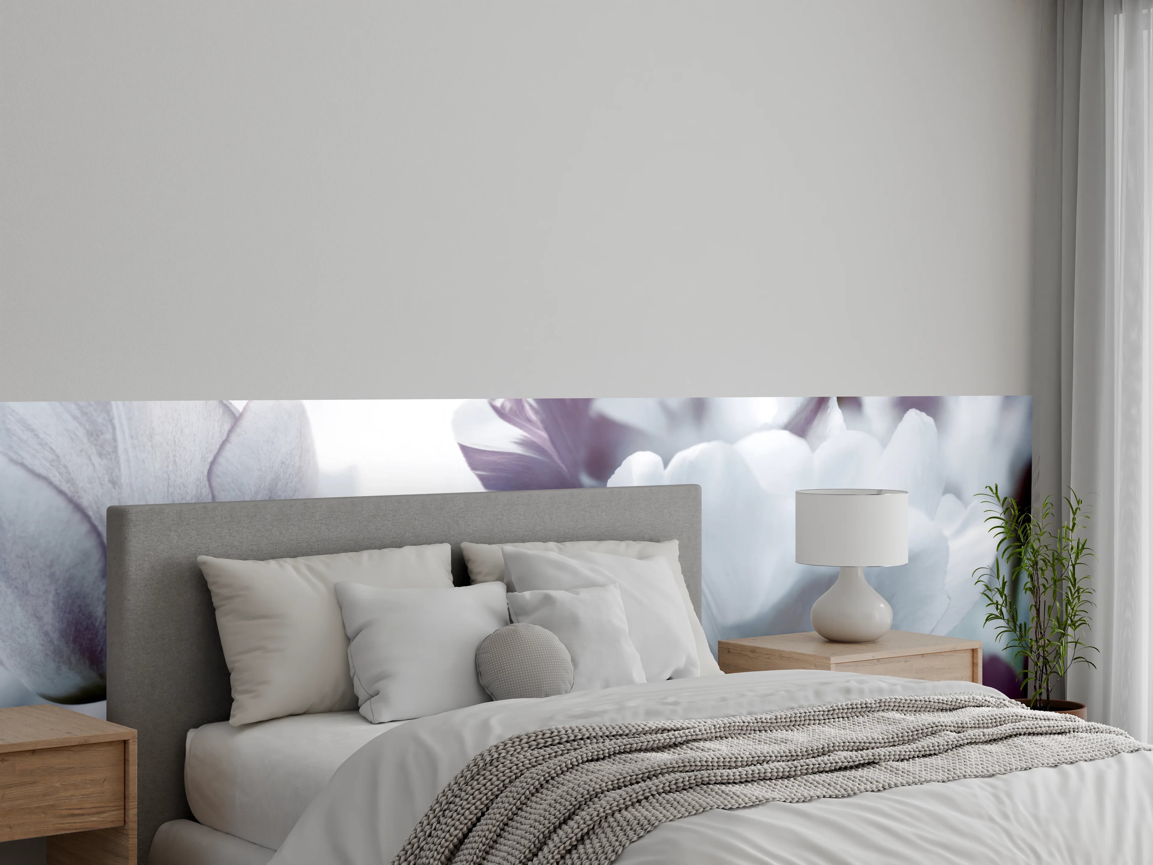 Wandverkleidung Schlafzimmer - Weiße Tulpen