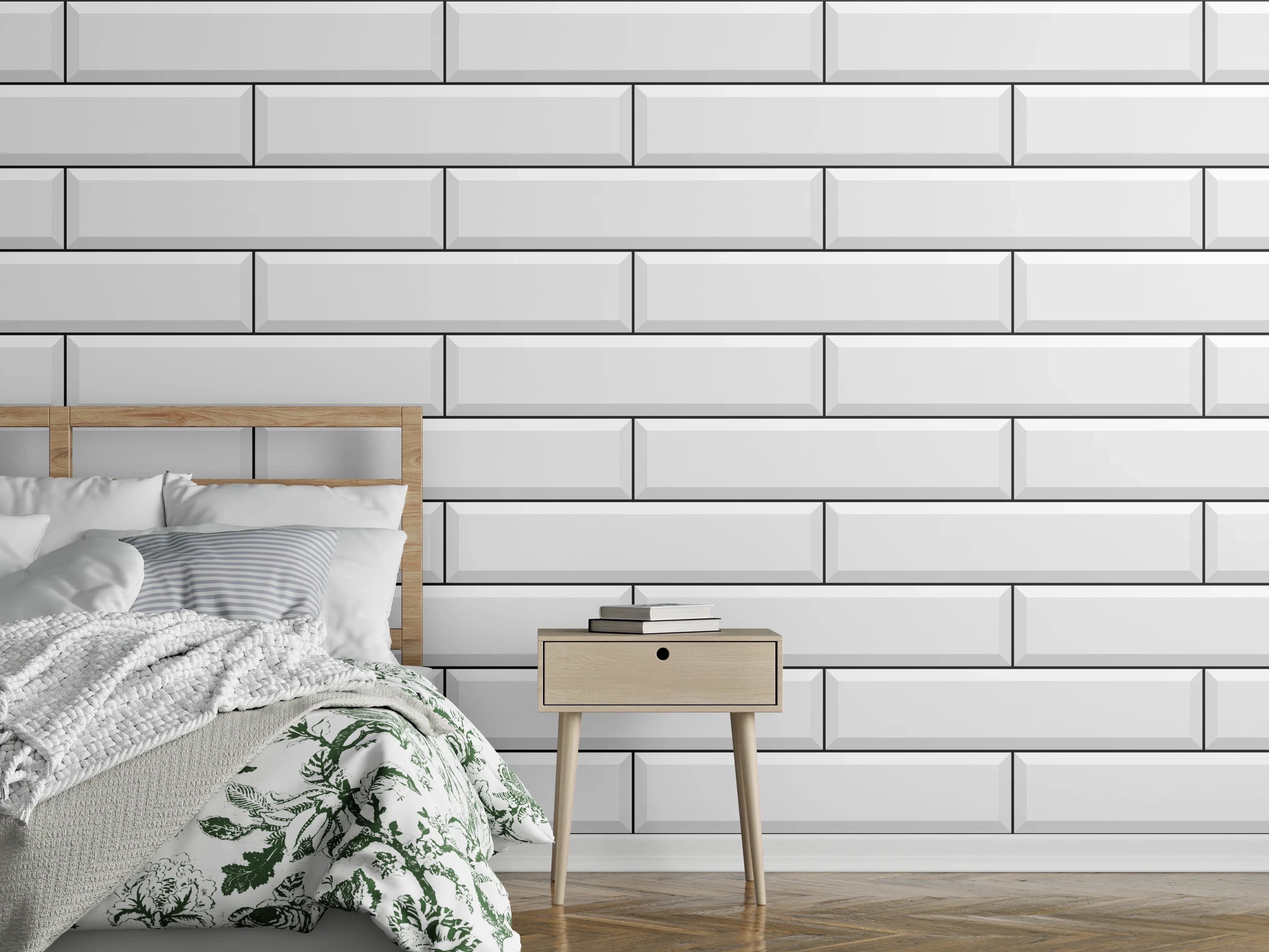 Wandverkleidung Schlafzimmer - Weiße Ziegelwand Textur