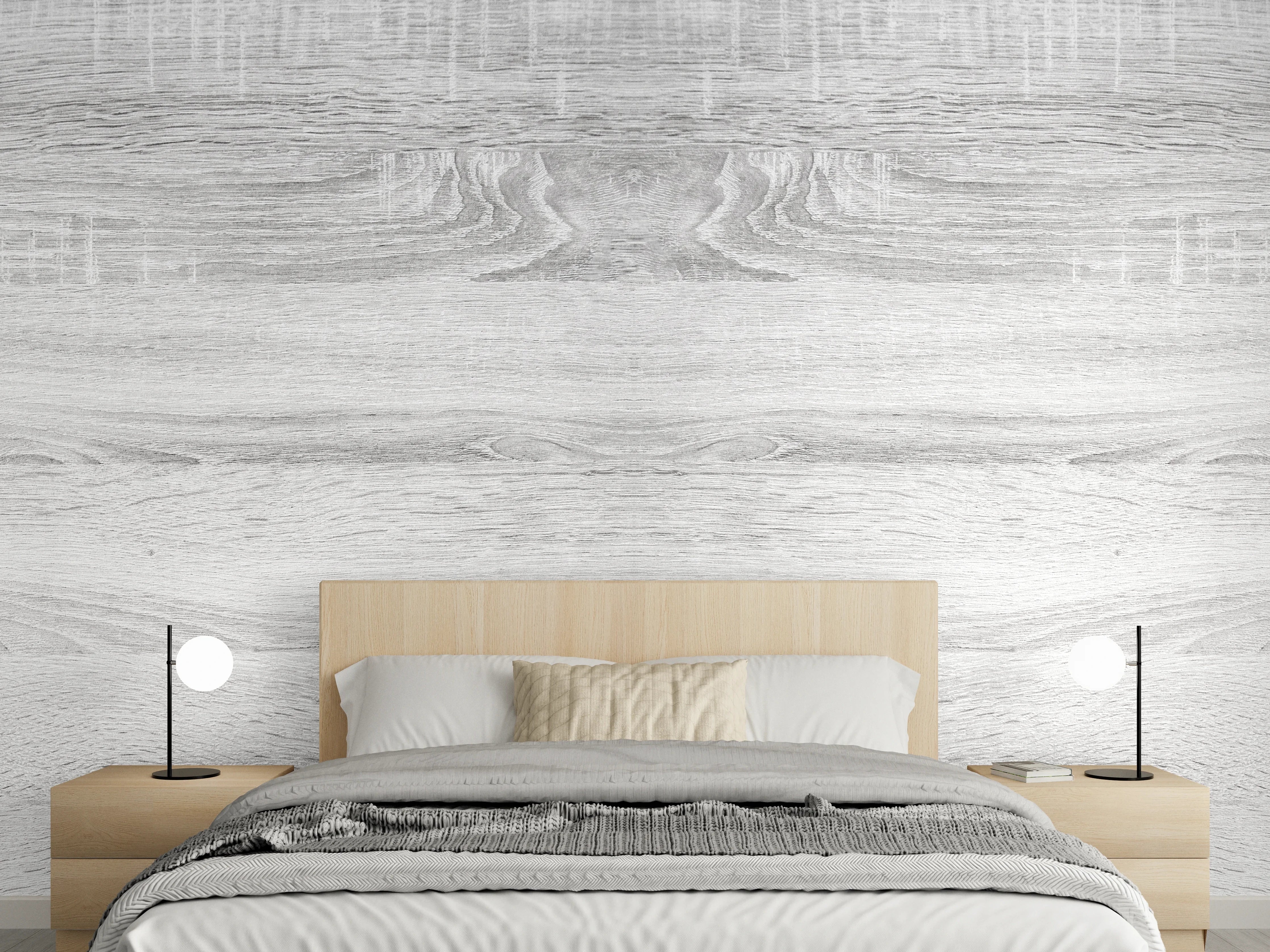 Wandverkleidung Schlafzimmer - Weiße helle verwitterte Holztextur