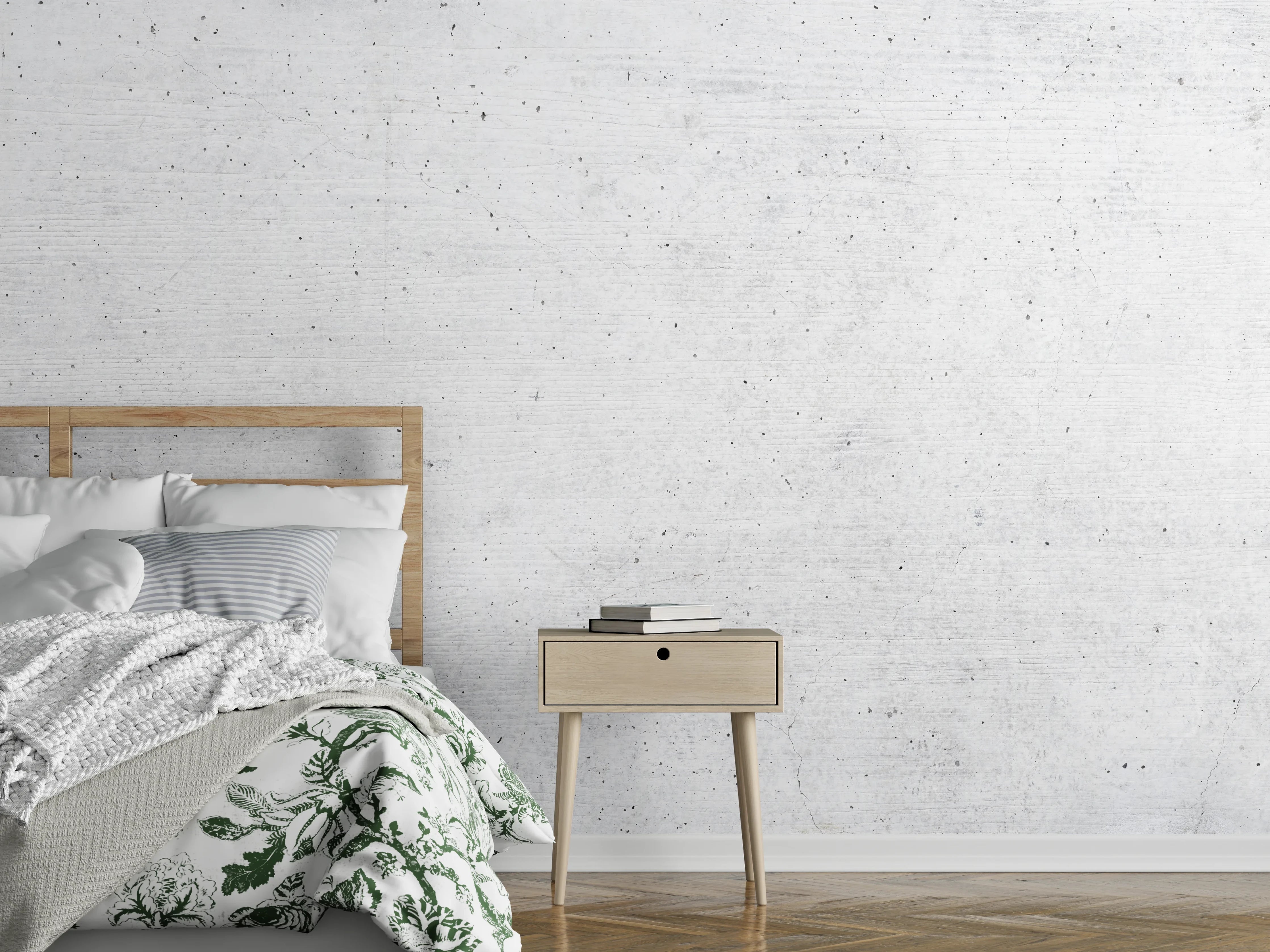Wandverkleidung Schlafzimmer - Weiße historische Betonwand