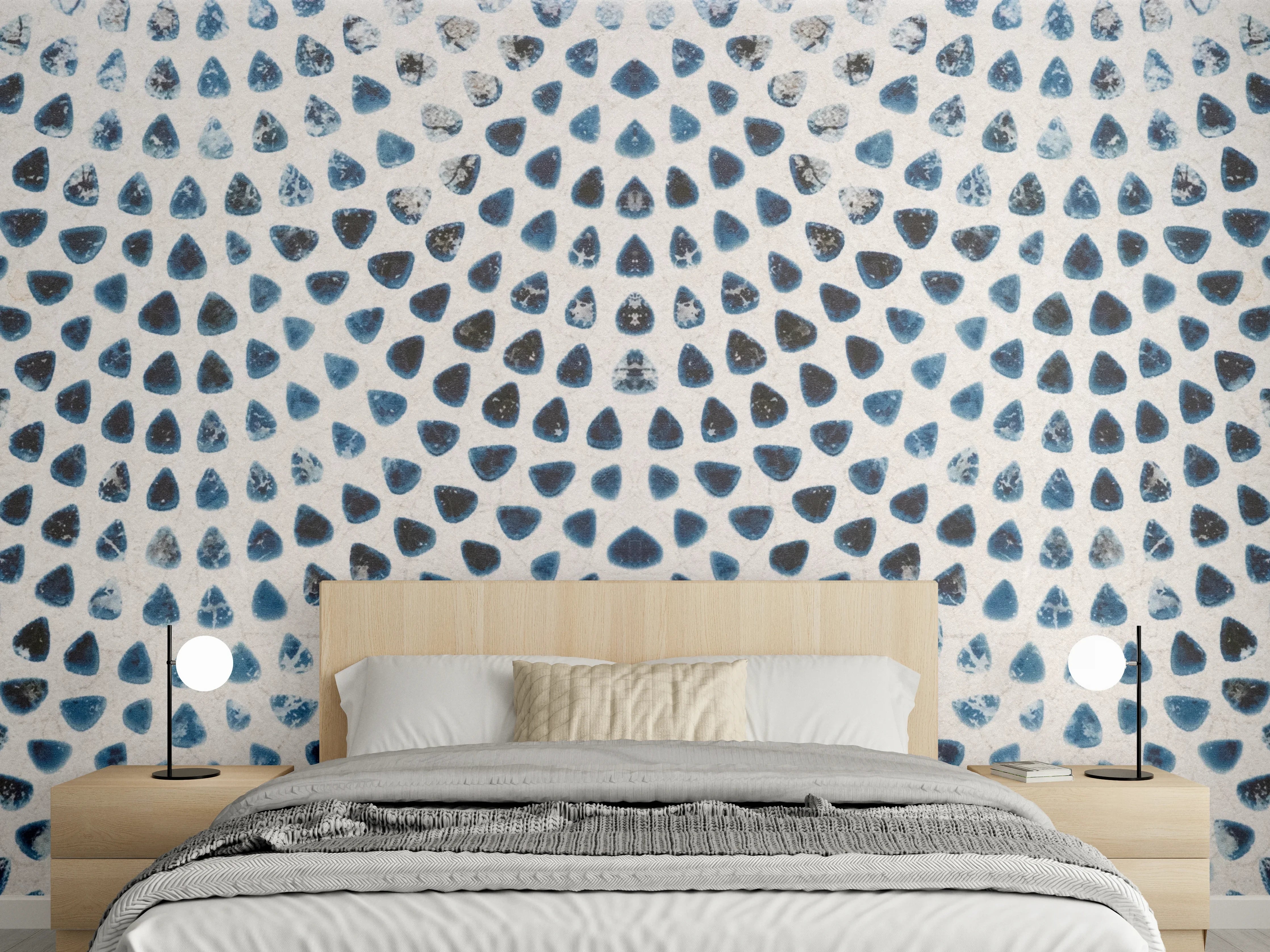 Wandverkleidung Schlafzimmer - Weiße kreisförmige Retro-Fliesen