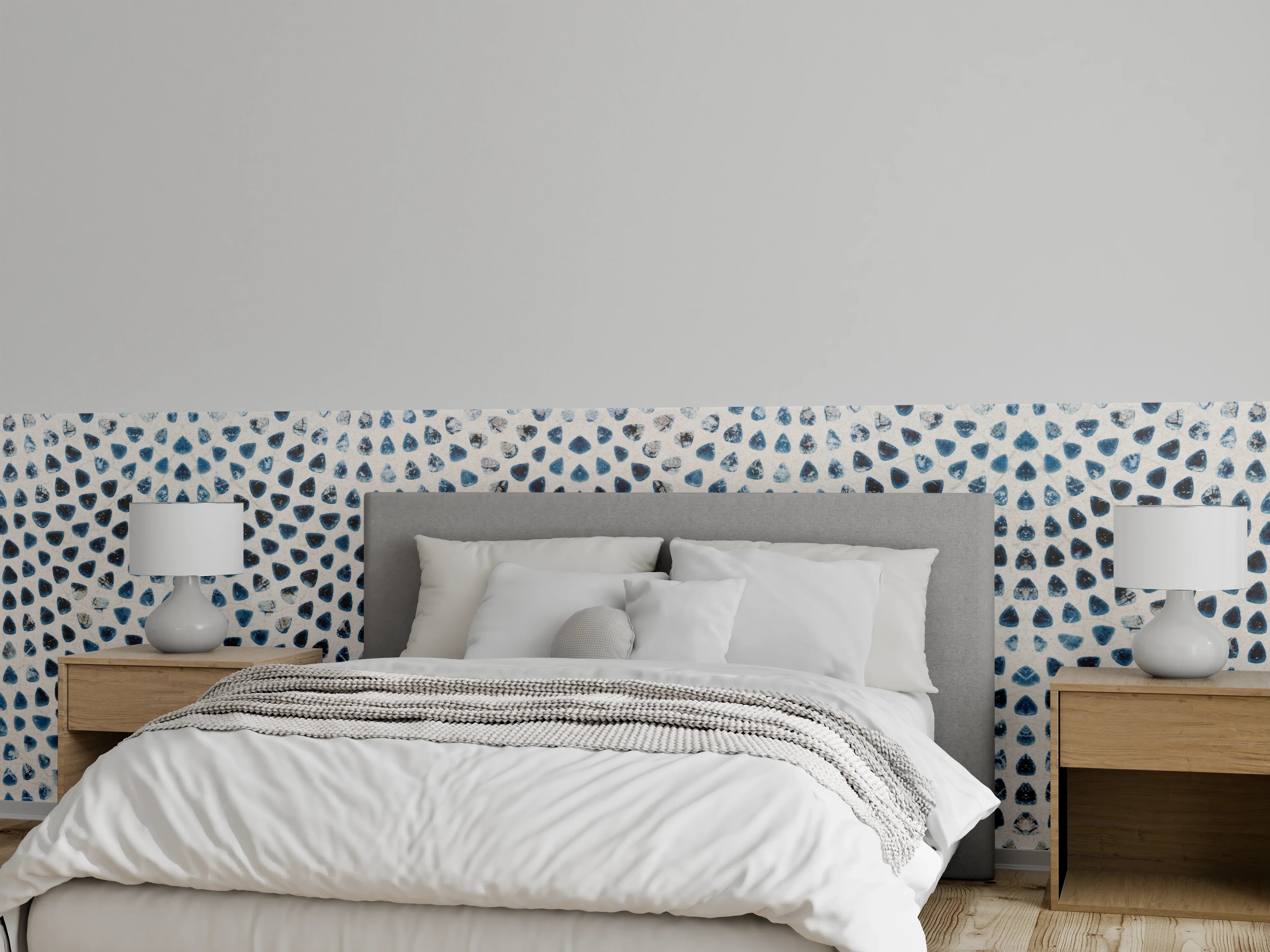Wandverkleidung Schlafzimmer - Weiße kreisförmige Retro-Fliesen