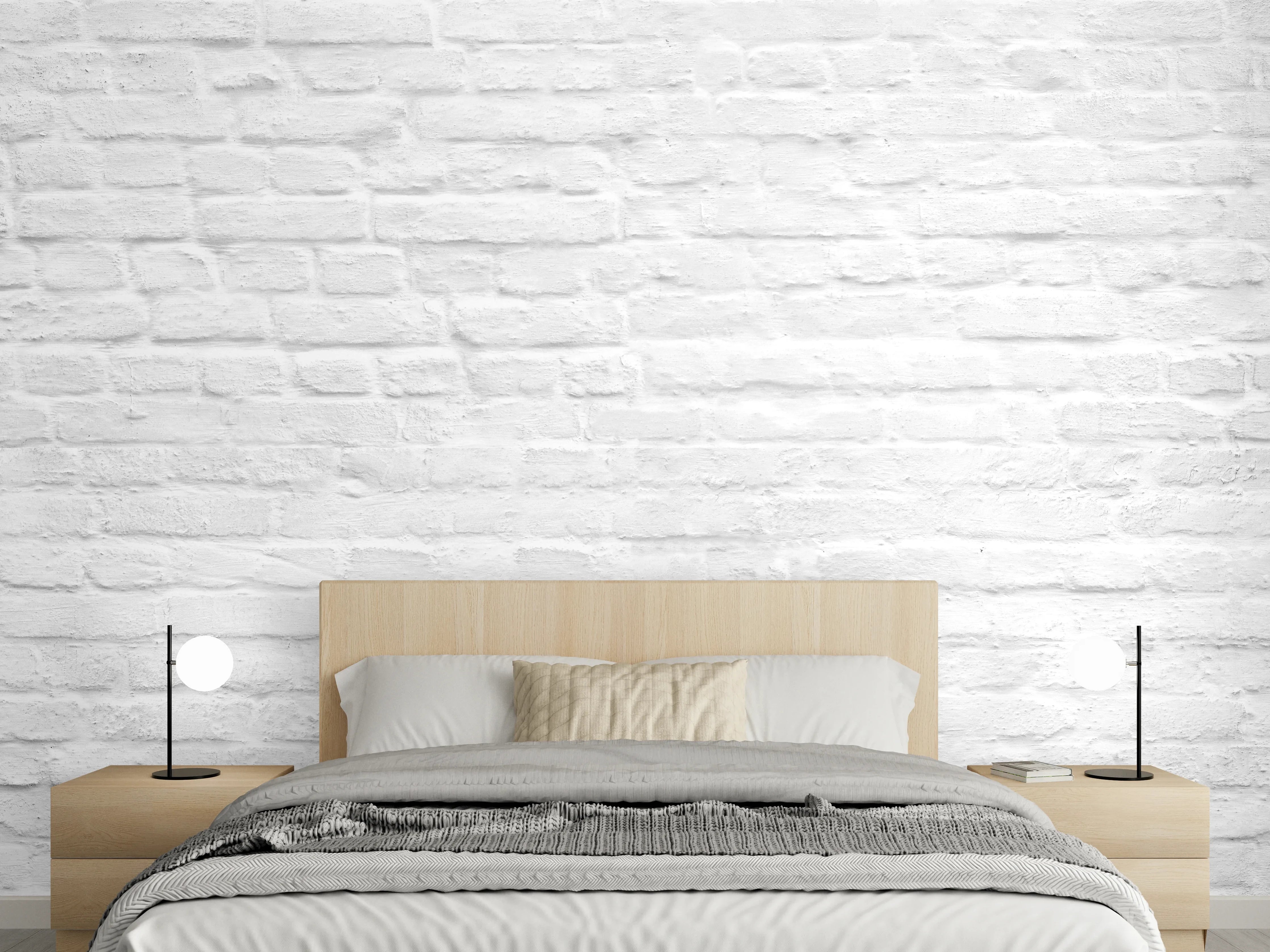 Wandverkleidung Schlafzimmer - Weiße nahtlose Backsteinmauer