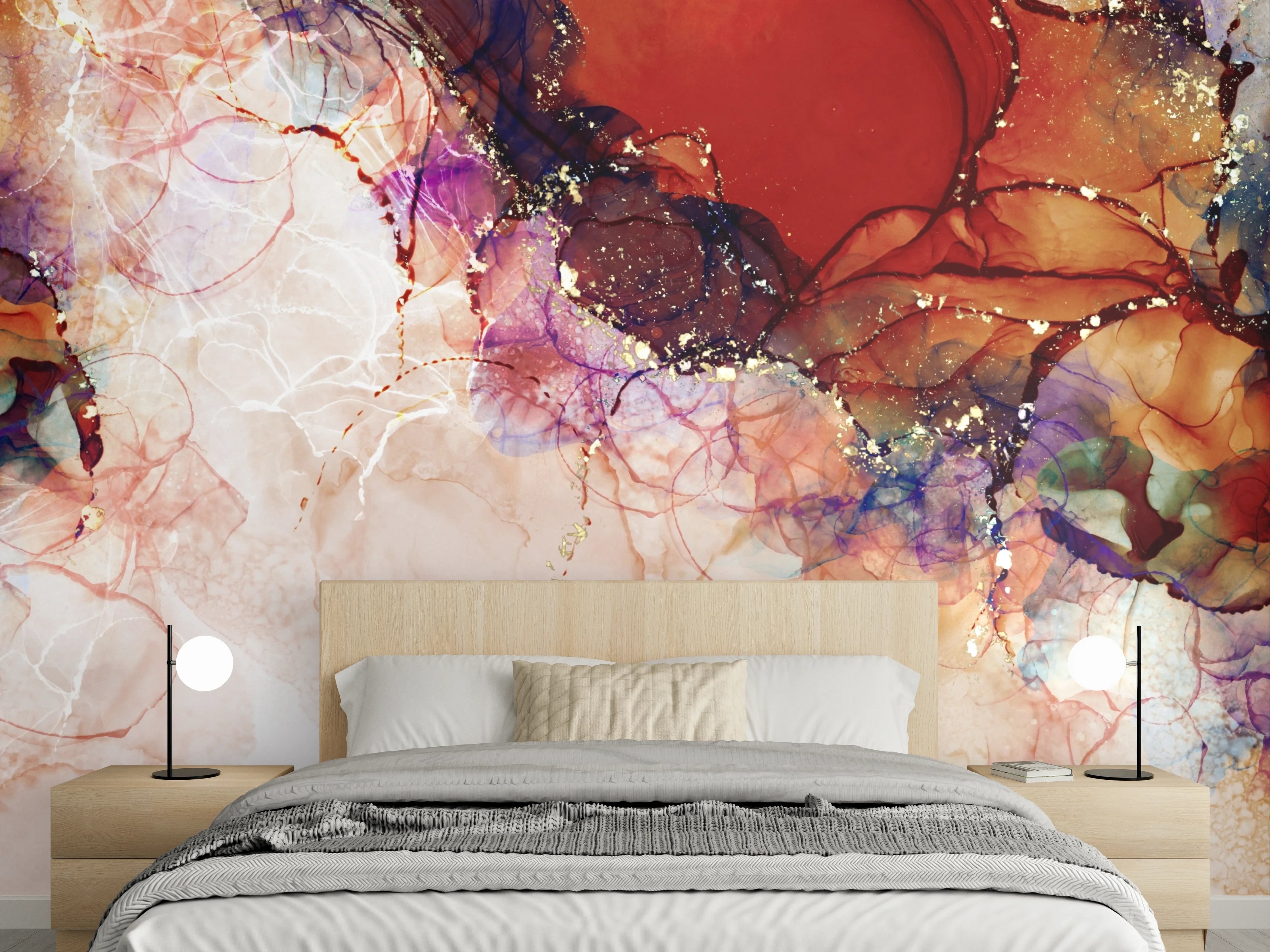 Wandverkleidung Schlafzimmer - Weiße und bunte Aquarell-Hintergrundgestaltung