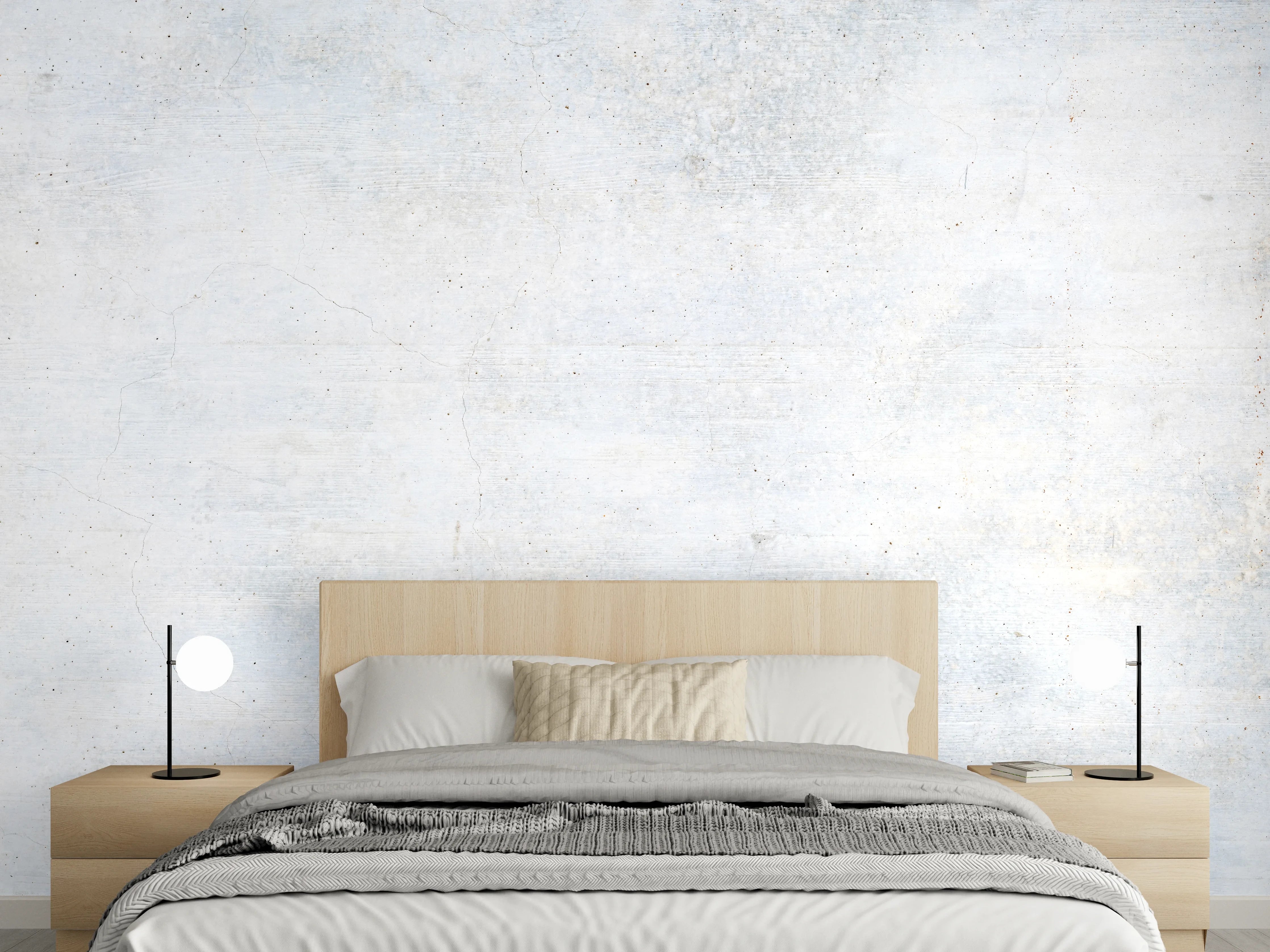 Wandverkleidung Schlafzimmer - Weiße verwitterte Betonwand