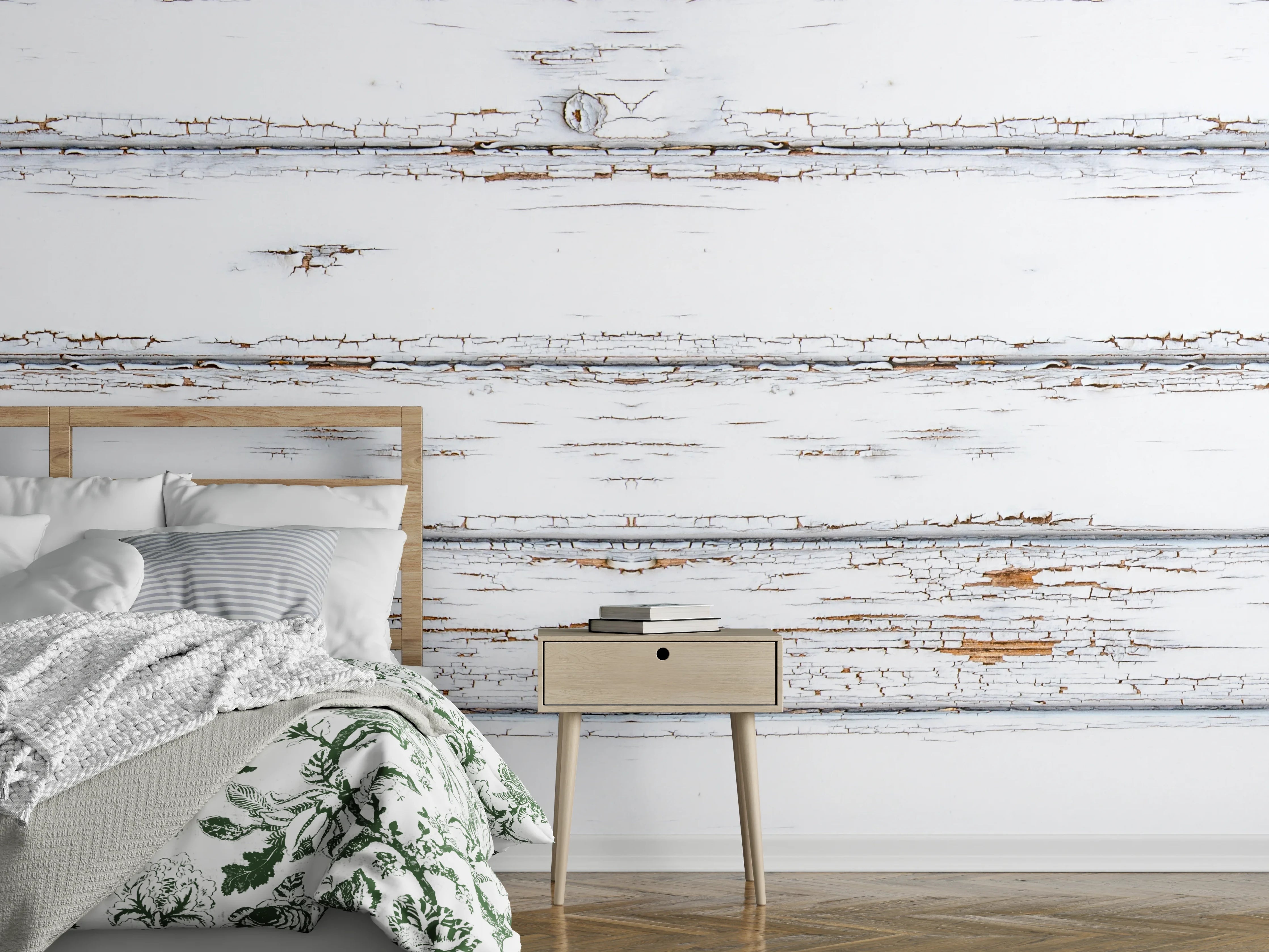 Wandverkleidung Schlafzimmer - Weiße zerfallenden Holz