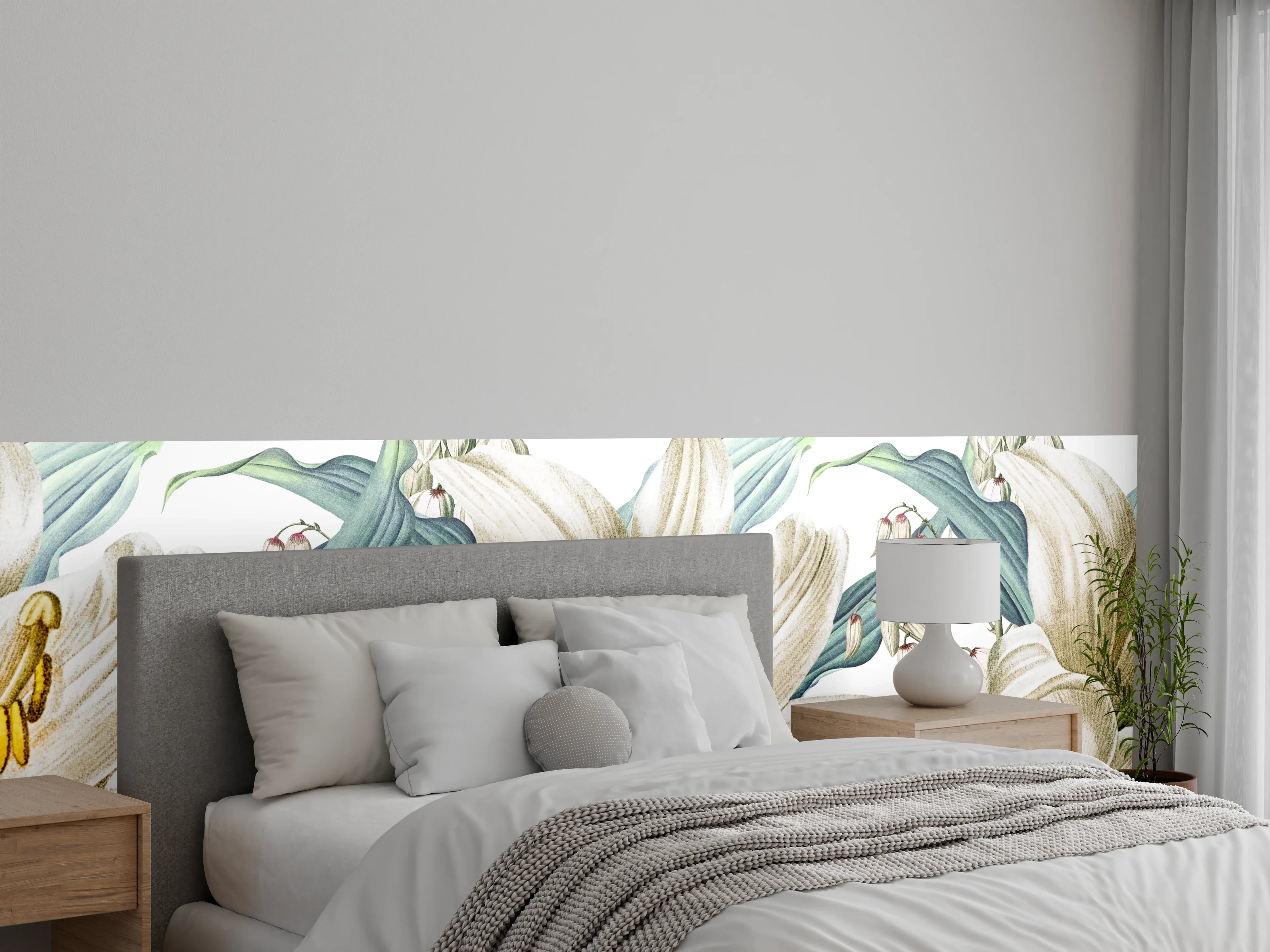 Wandverkleidung Schlafzimmer - Weißen und cremefarbenen Rosen