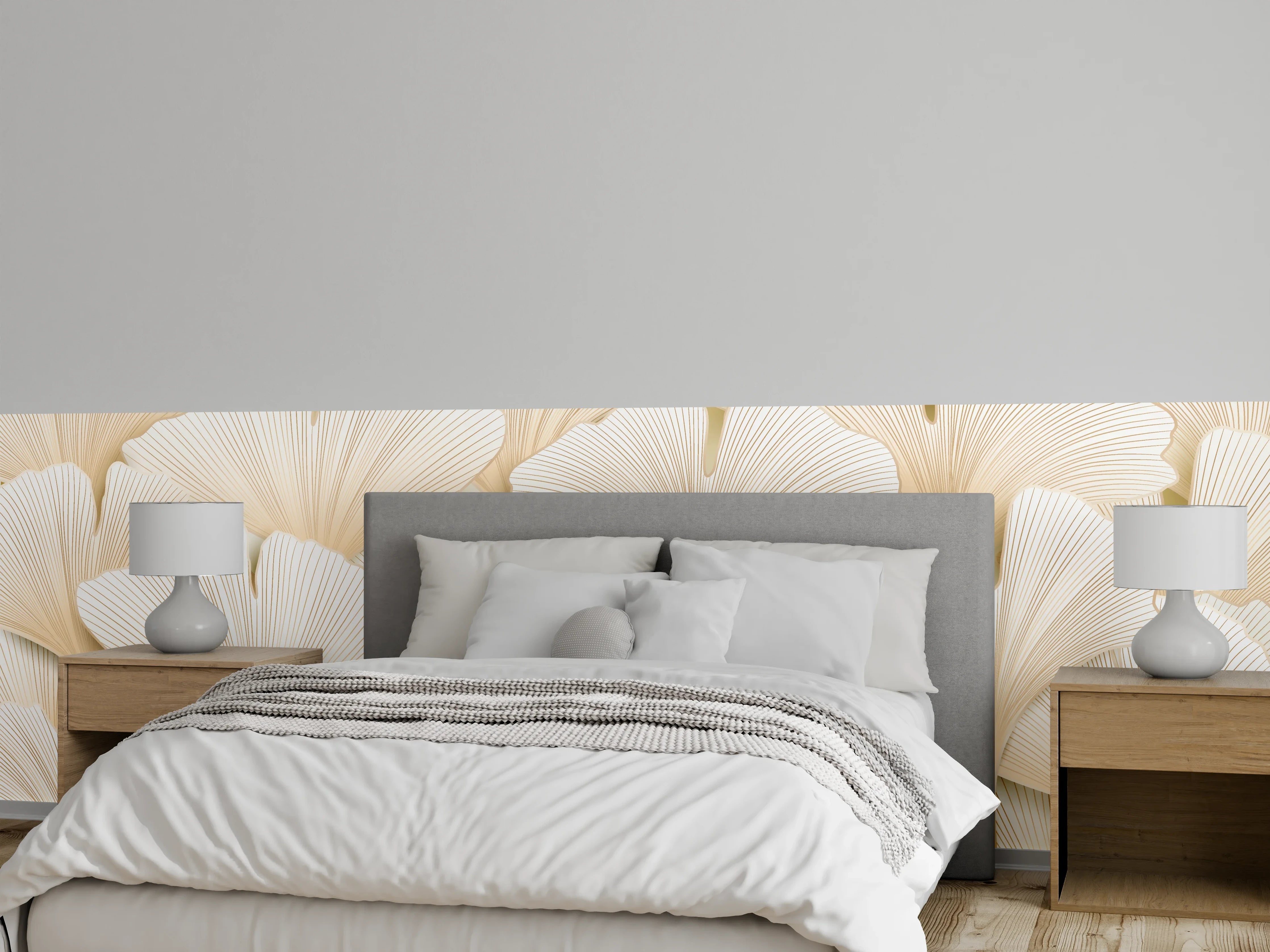 Wandverkleidung Schlafzimmer - Weißer Ginkgo-Stil Dekor