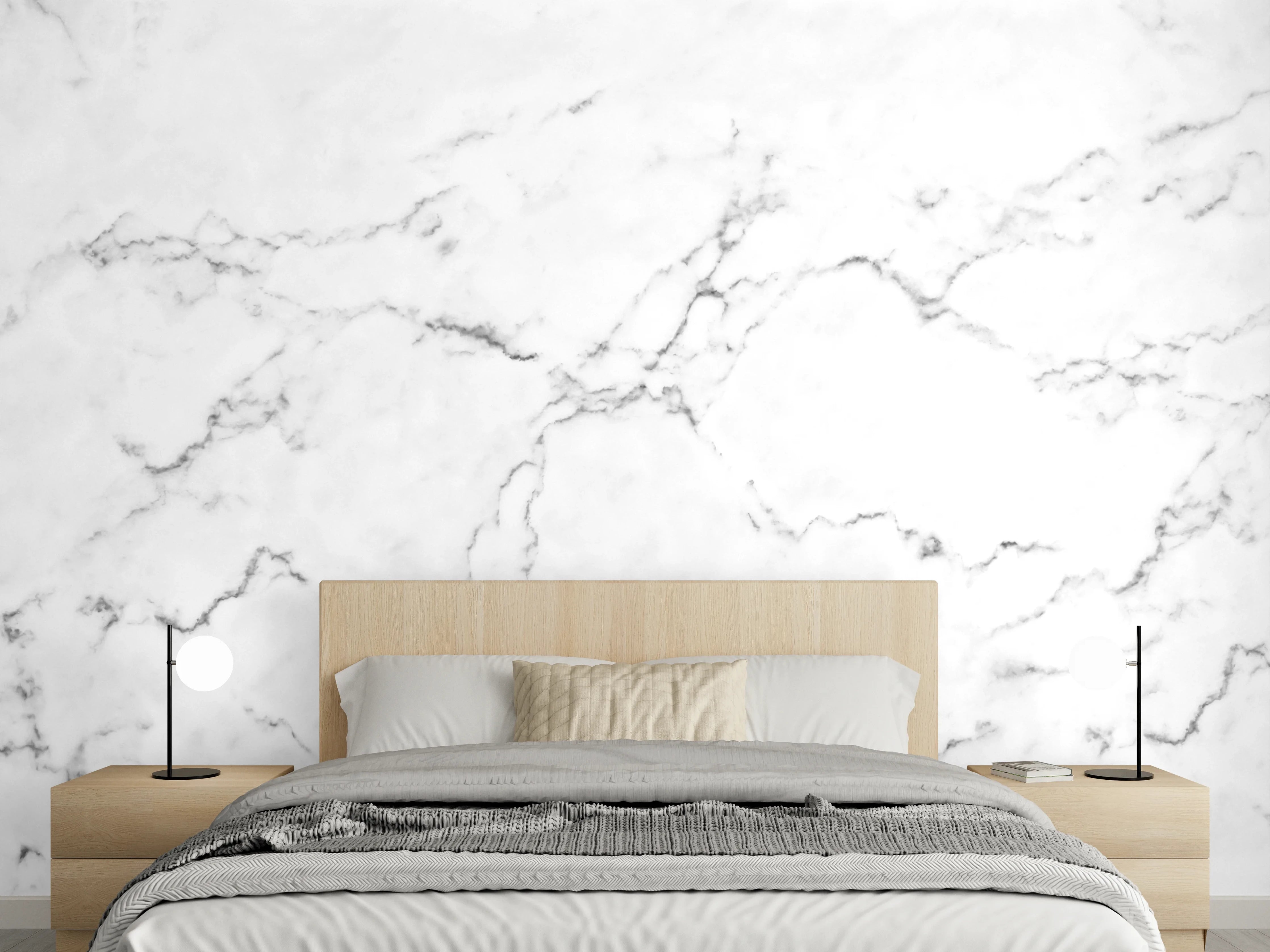 Wandverkleidung Schlafzimmer - Weißer Marmor