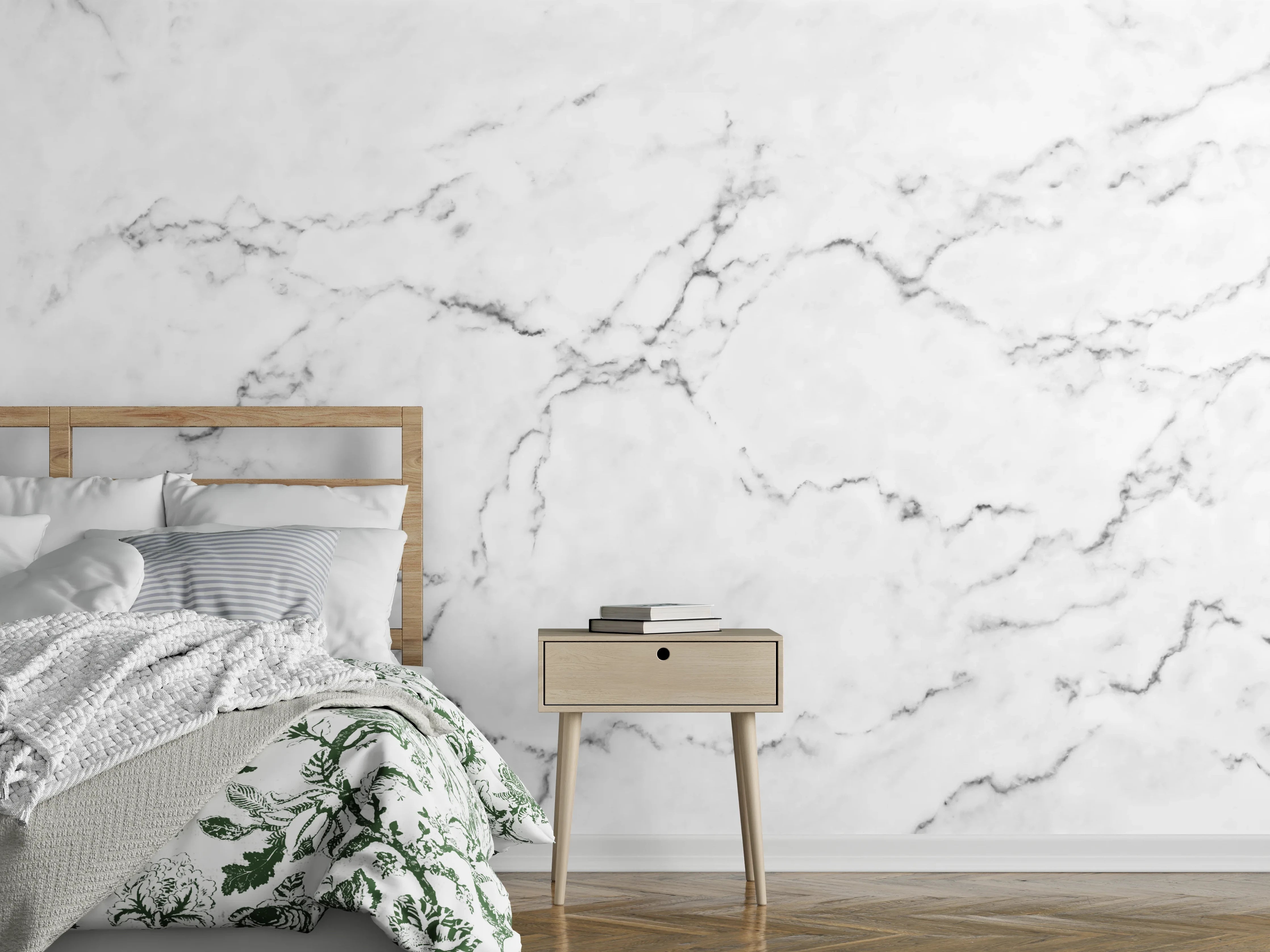 Wandverkleidung Schlafzimmer - Weißer Marmor