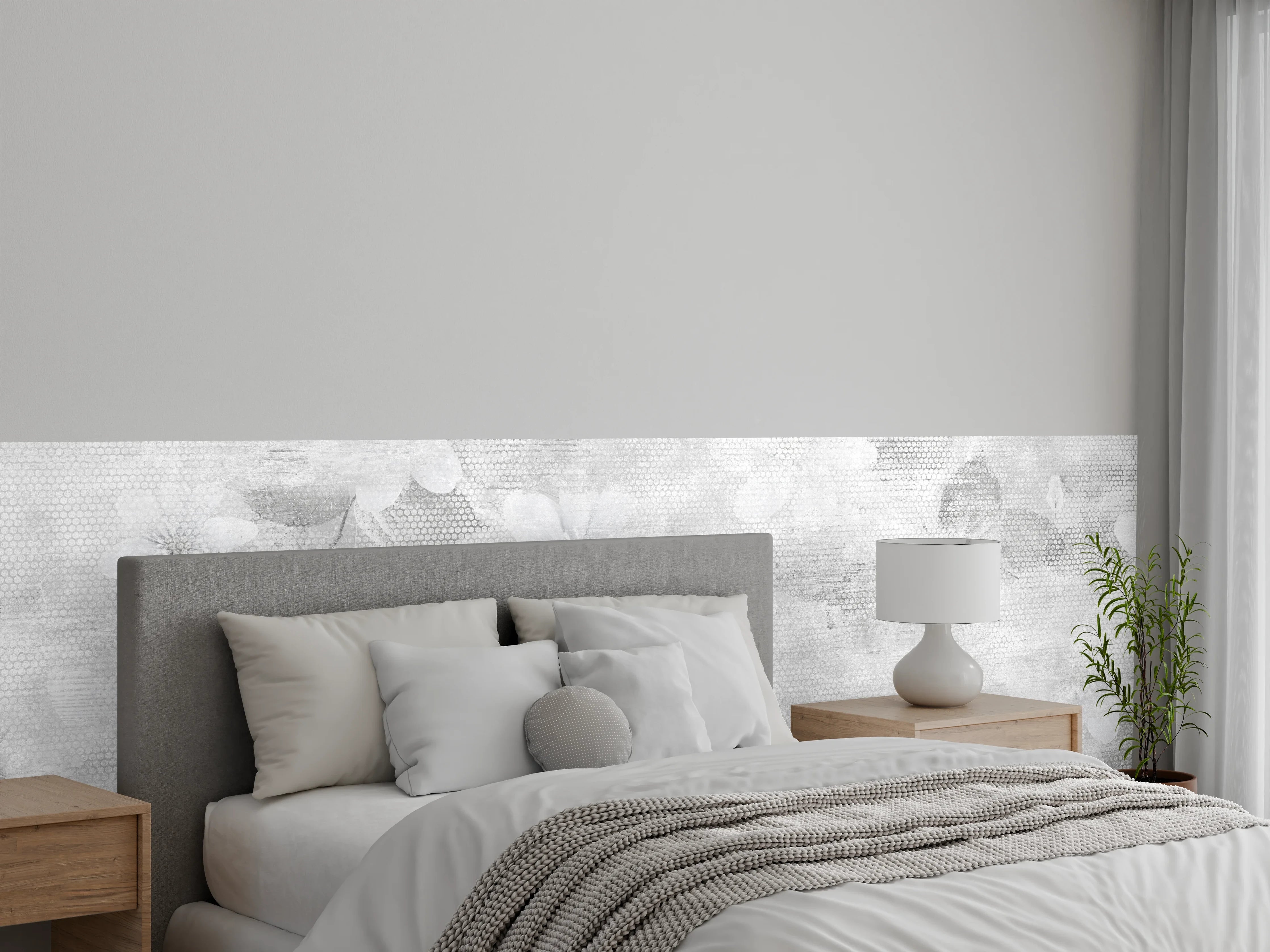 Wandverkleidung Schlafzimmer - Weißes Blumen Muster - Floral