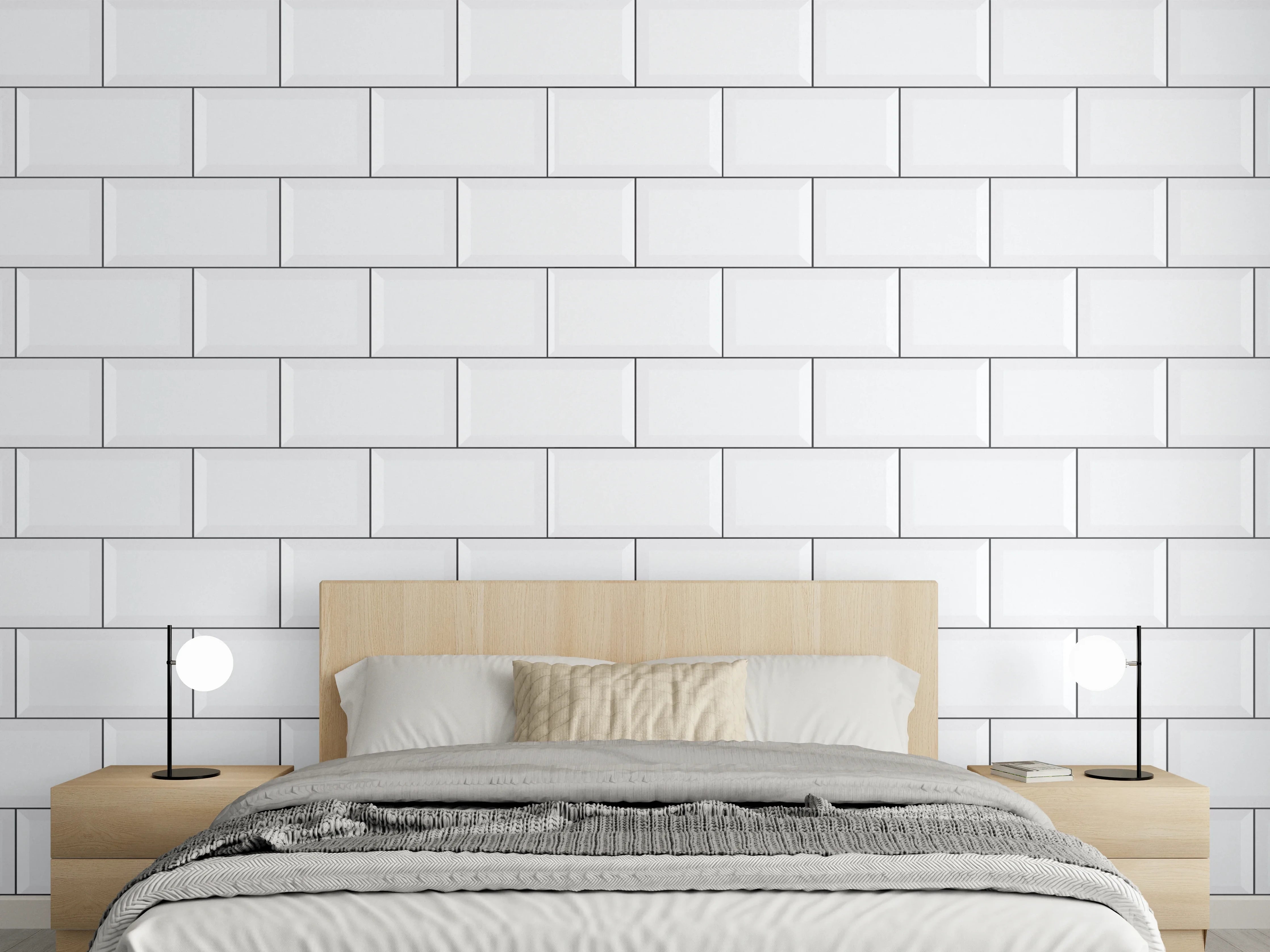 Wandverkleidung Schlafzimmer - Weißes Mauerwerk-Design
