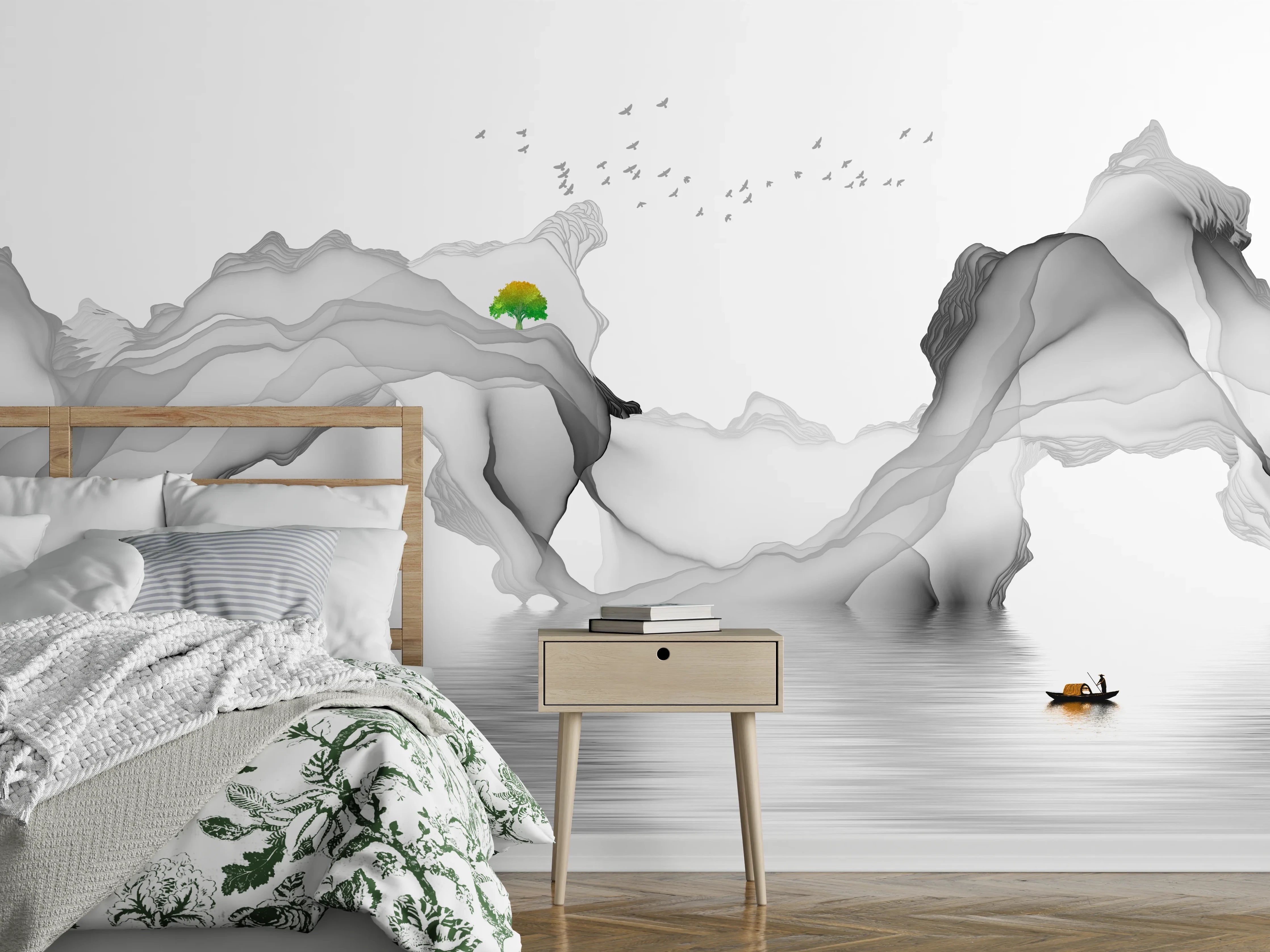 Wandverkleidung Schlafzimmer - Weißes Meer Gemälde