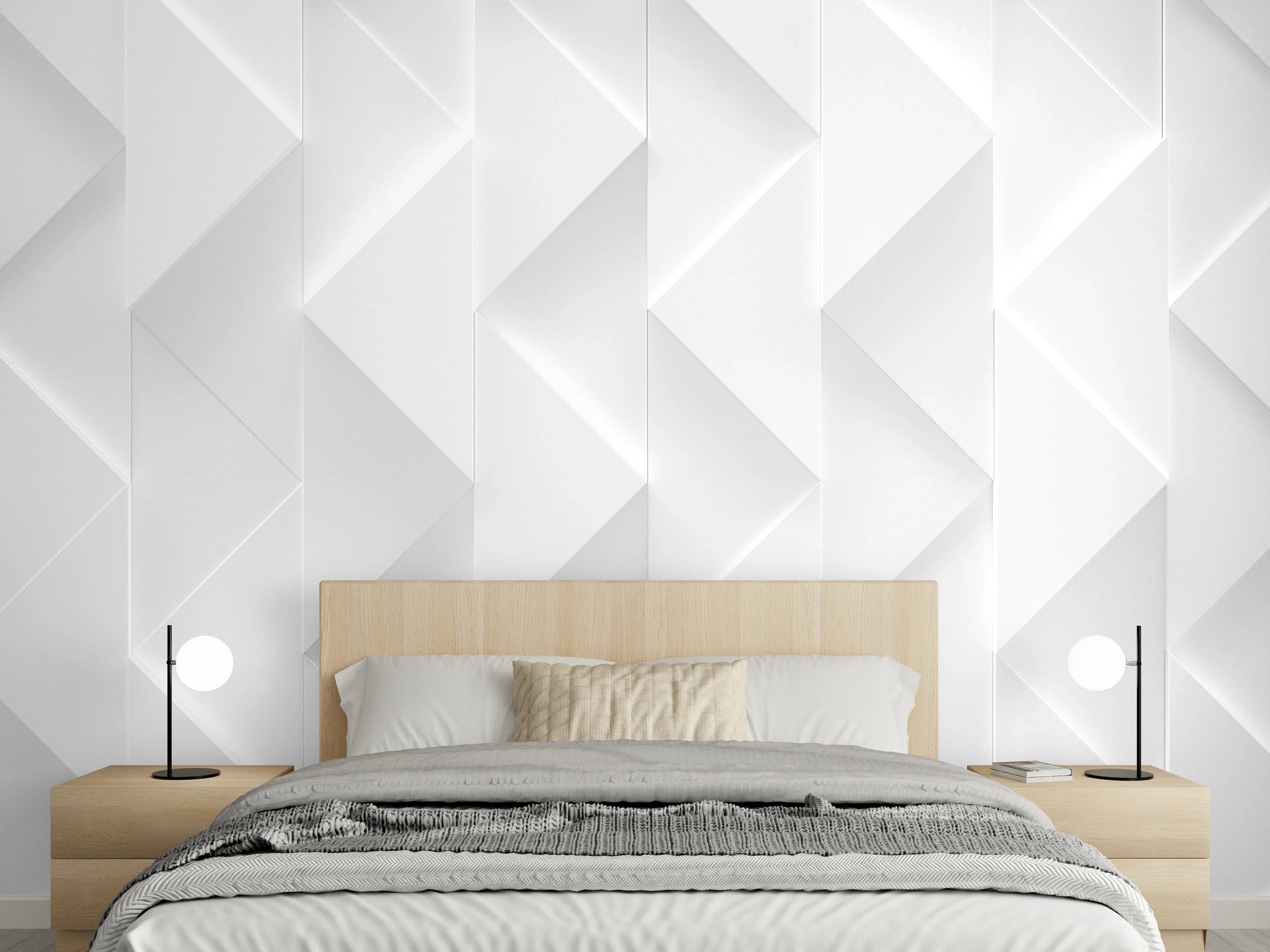 Wandverkleidung Schlafzimmer - Weißes futuristisches Muster