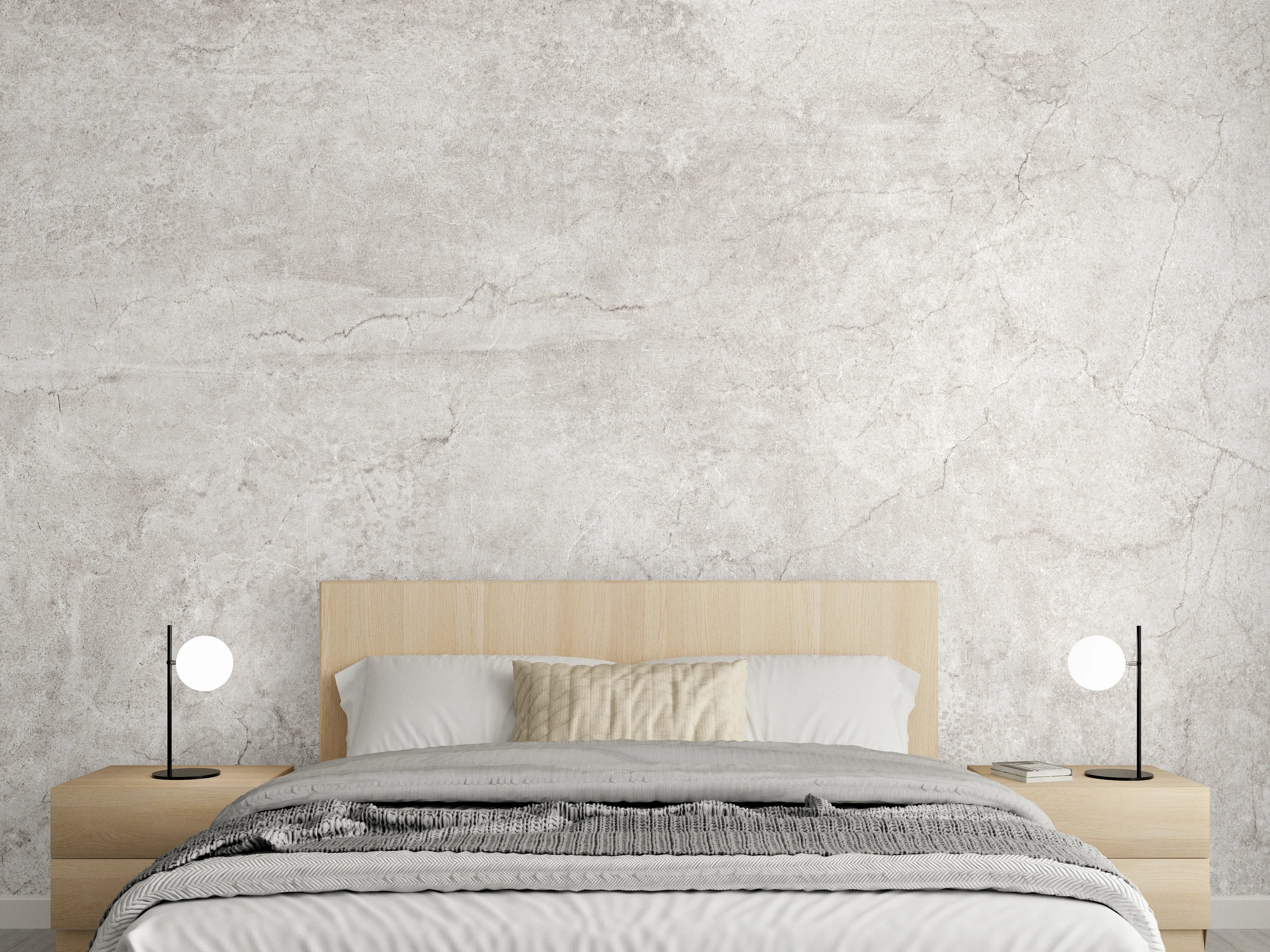 Wandverkleidung Schlafzimmer - Weißliche Zement Textur