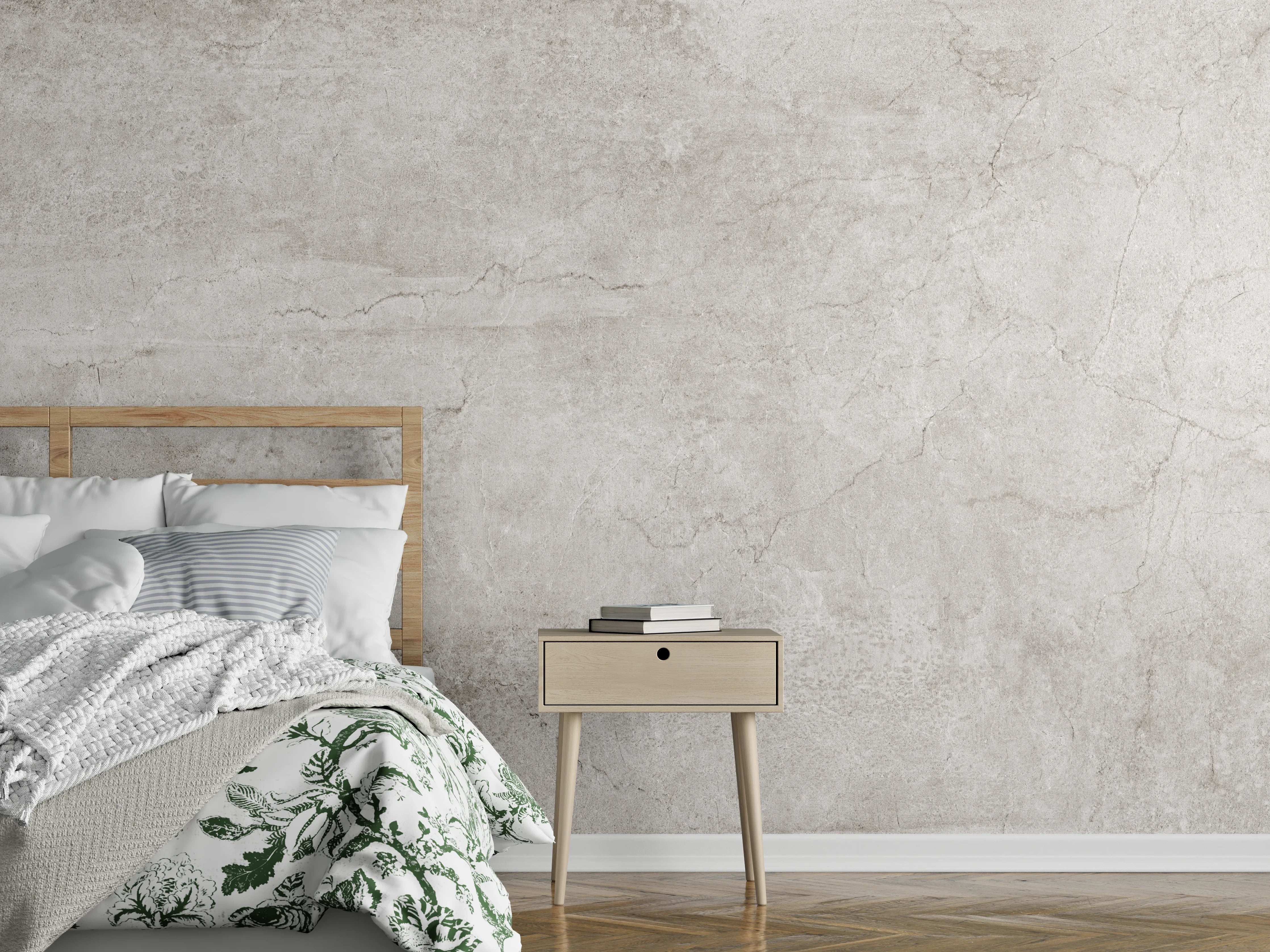 Wandverkleidung Schlafzimmer - Weißliche Zement Textur