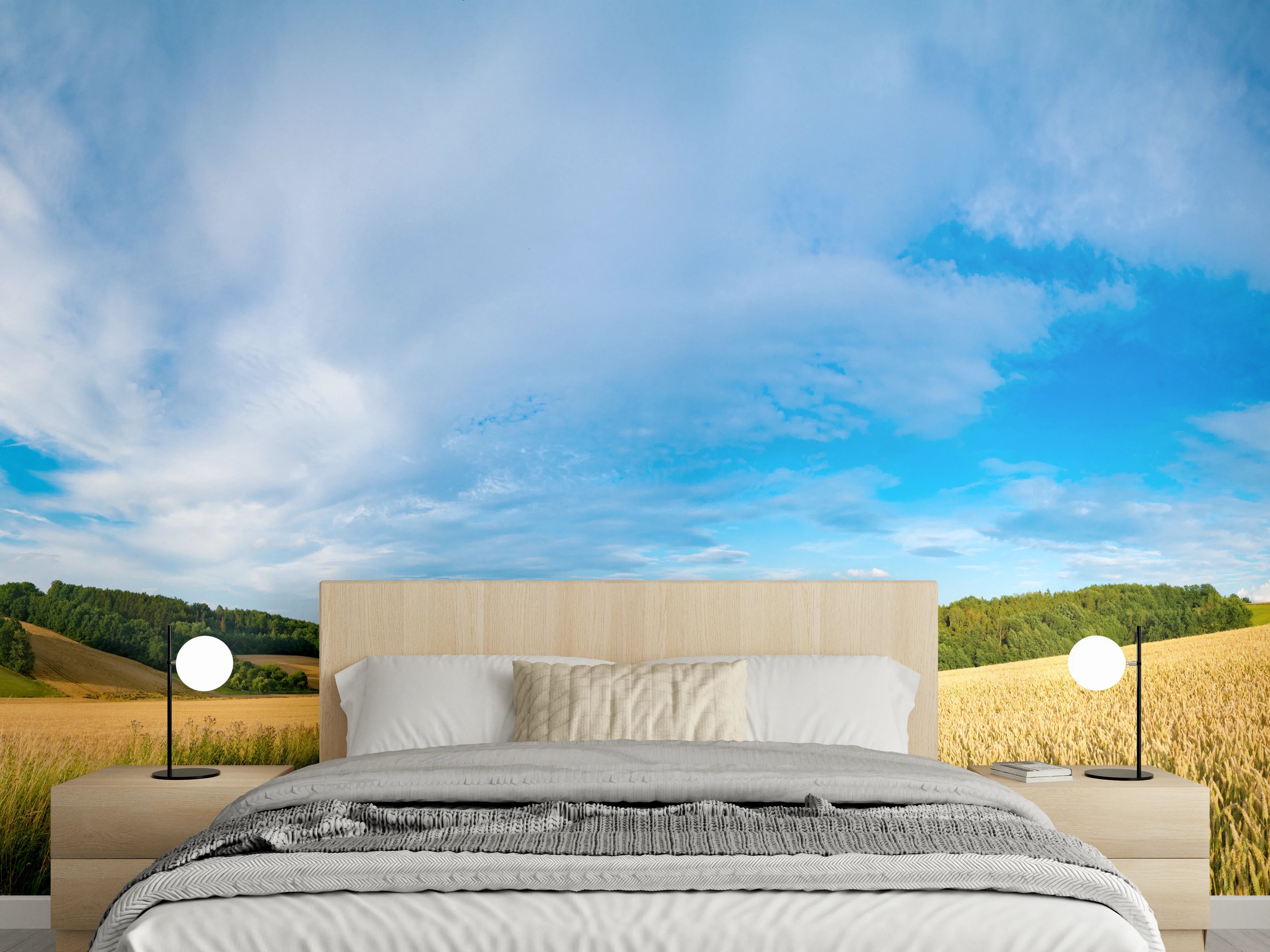 Wandverkleidung Schlafzimmer - Weizenfeldes am Morgen - Kansas