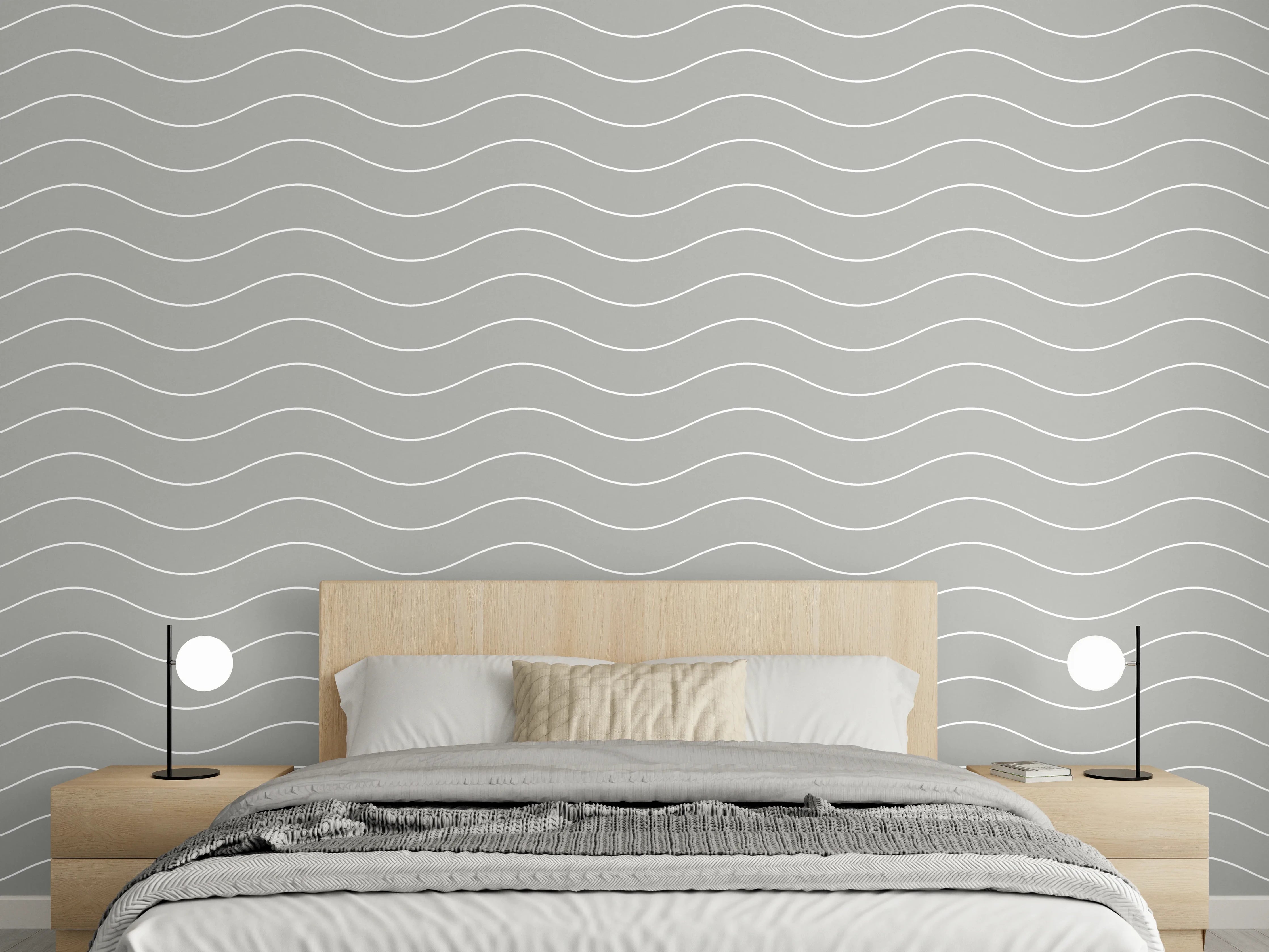 Wandverkleidung Schlafzimmer - Wellenmuster Grau – Zeitlos Modern