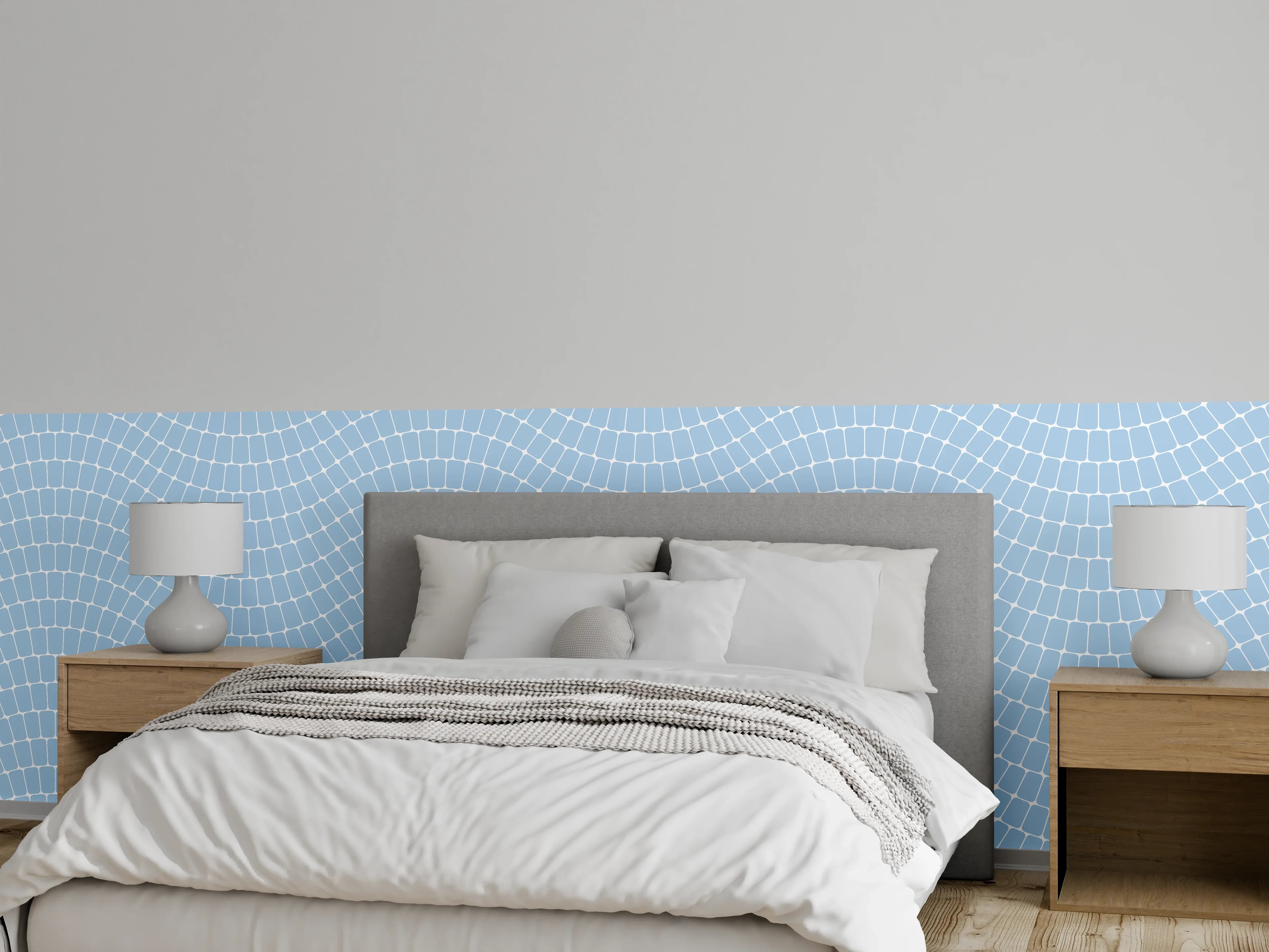 Wandverkleidung Schlafzimmer - Wellenmuster in Hellblau für Wand