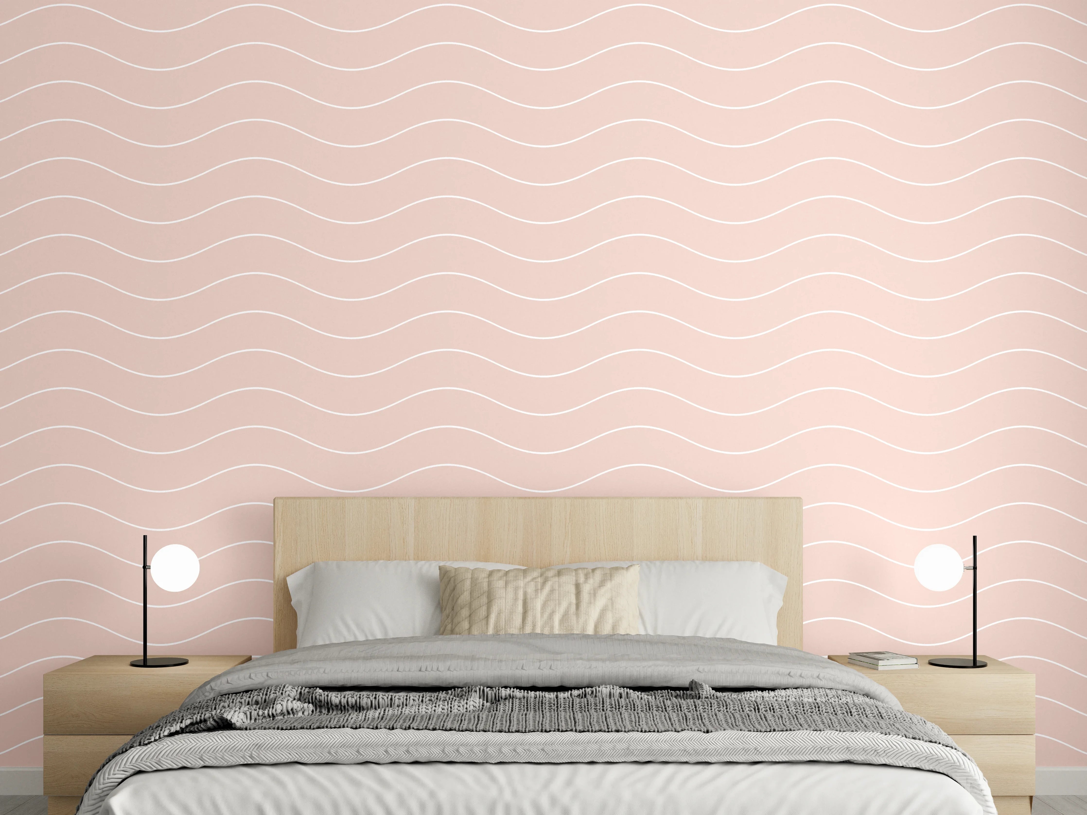 Wandverkleidung Schlafzimmer - Wellenmuster in sanftem Beige