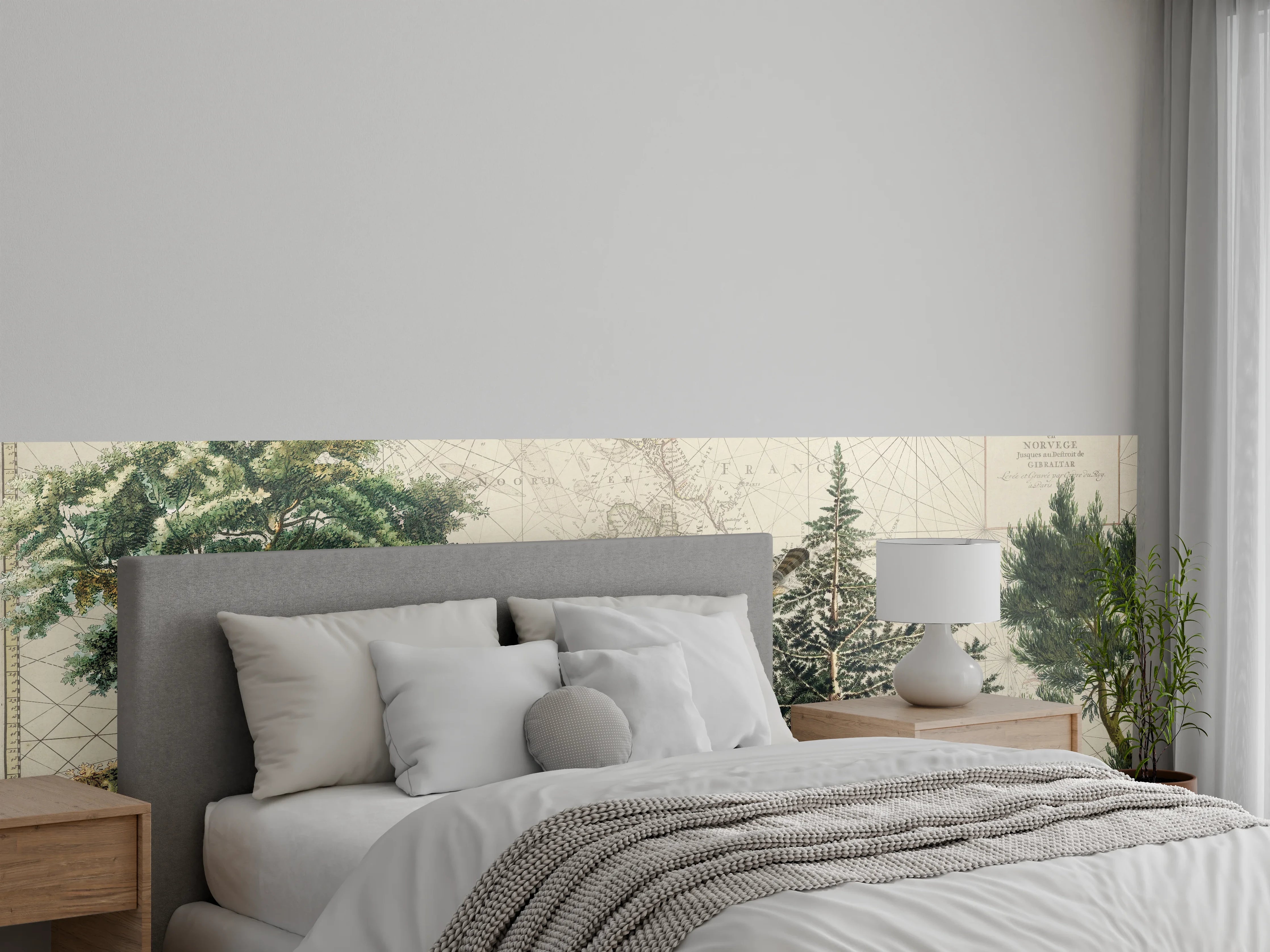 Wandverkleidung Schlafzimmer - Weltkarte mit tropischem Wald