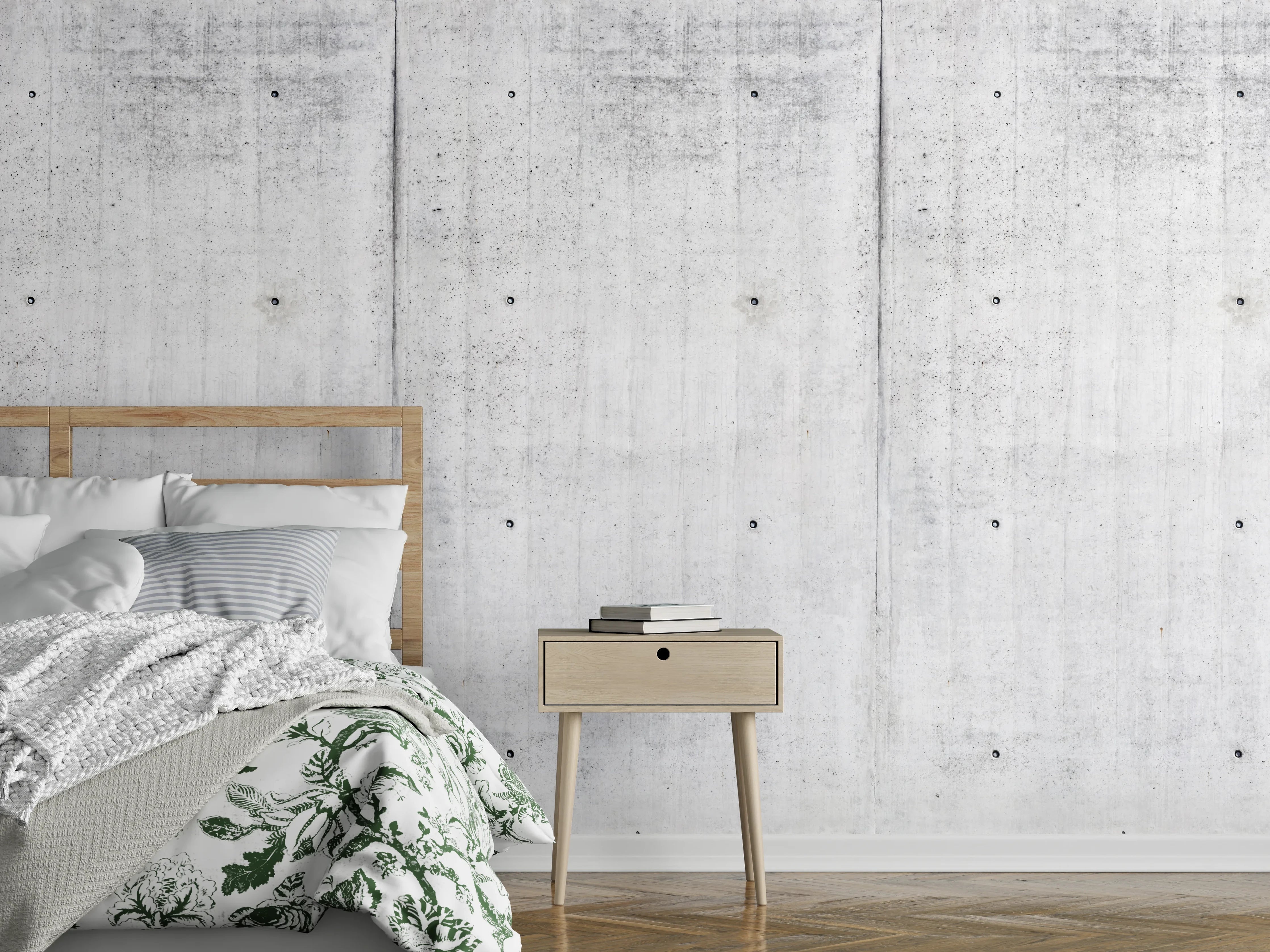 Wandverkleidung Schlafzimmer - Wiederholtes Sichtbeton Textur