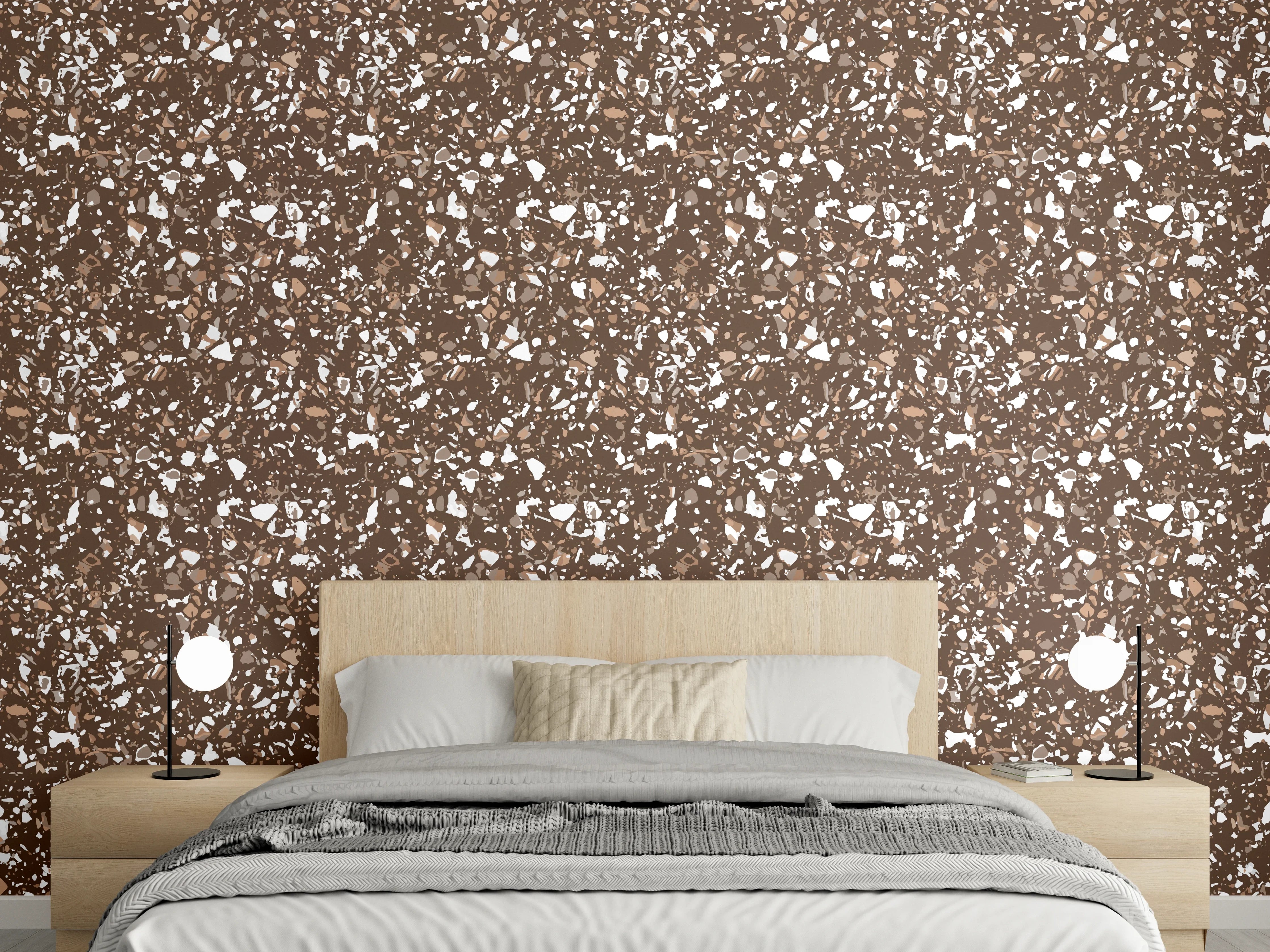 Wandverkleidung Schlafzimmer - Wildleder-Korktapete in Braun