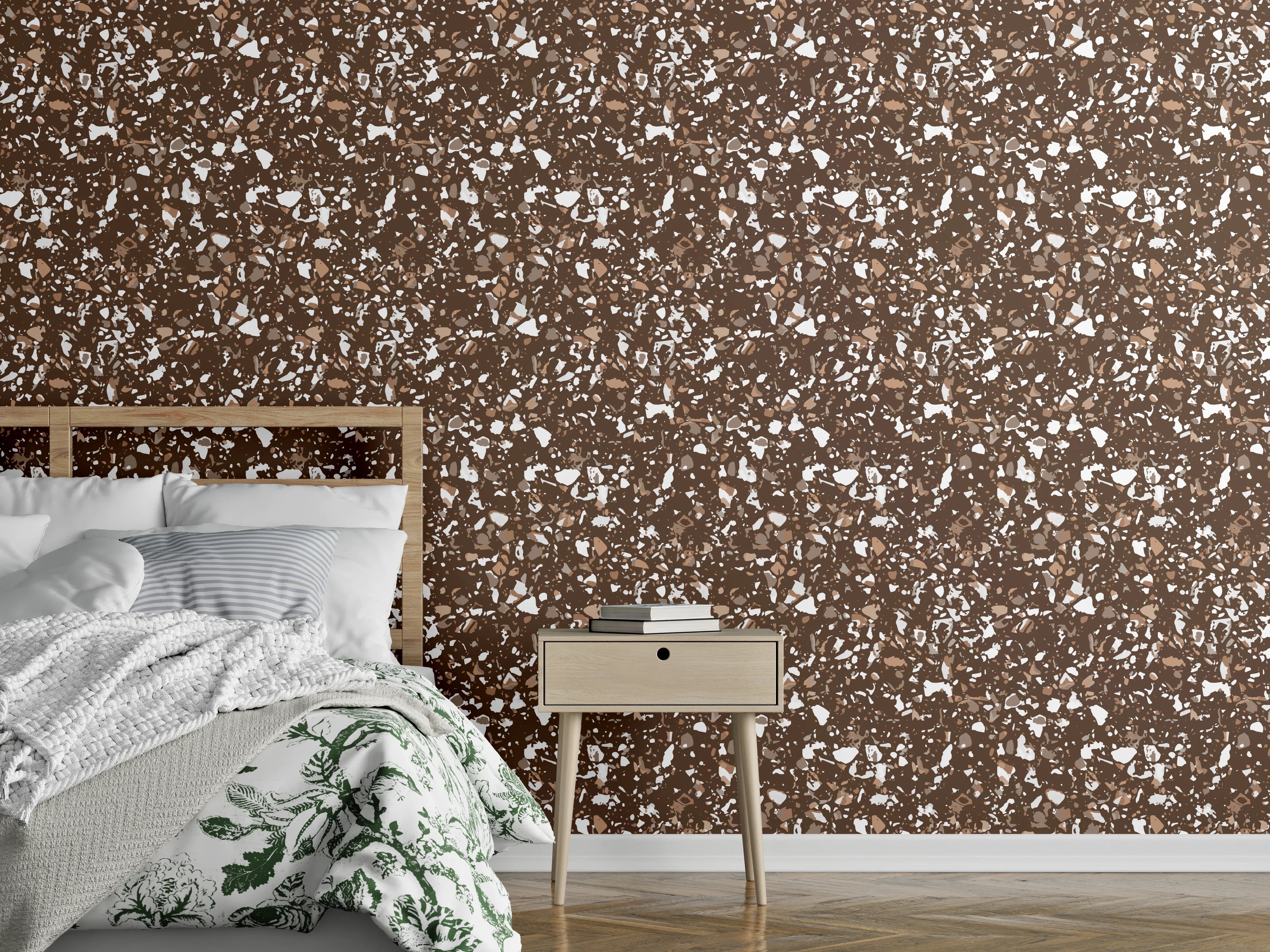 Wandverkleidung Schlafzimmer - Wildleder-Korktapete in Braun