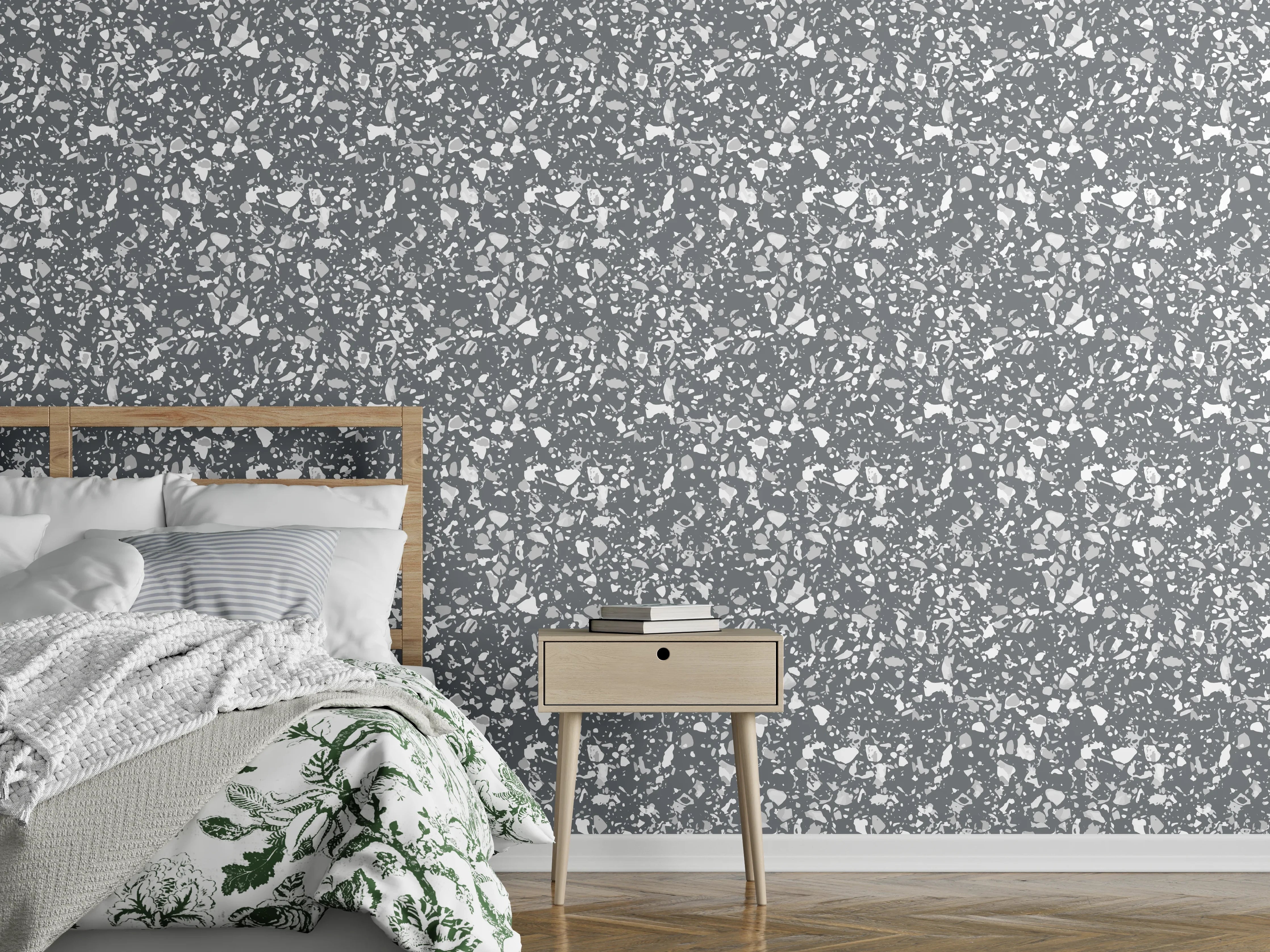 Wandverkleidung Schlafzimmer - Winterlicher Himmel mit Schneefall